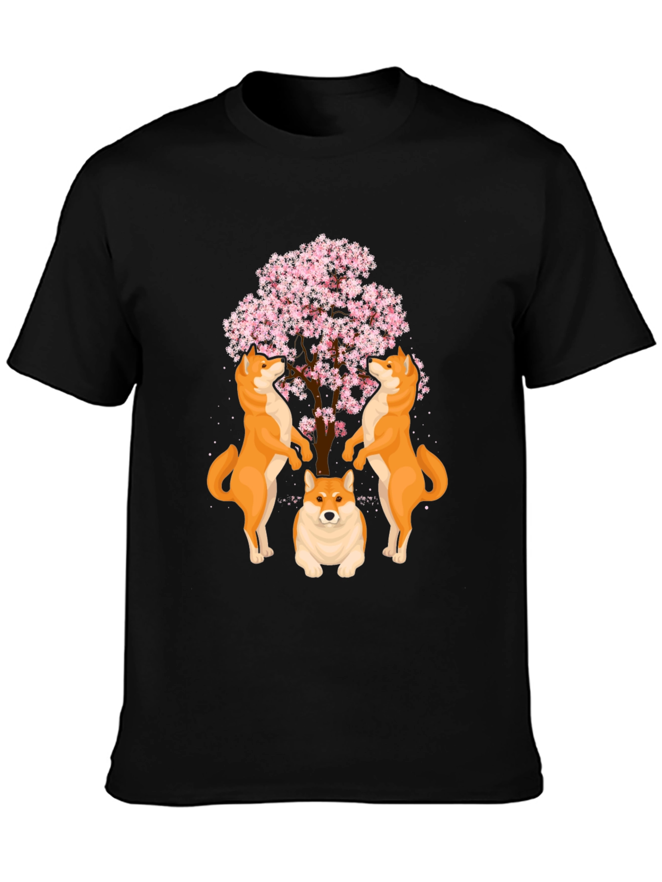 Shiba Inu Cherry Blossom Tree Graphic T-Shirt