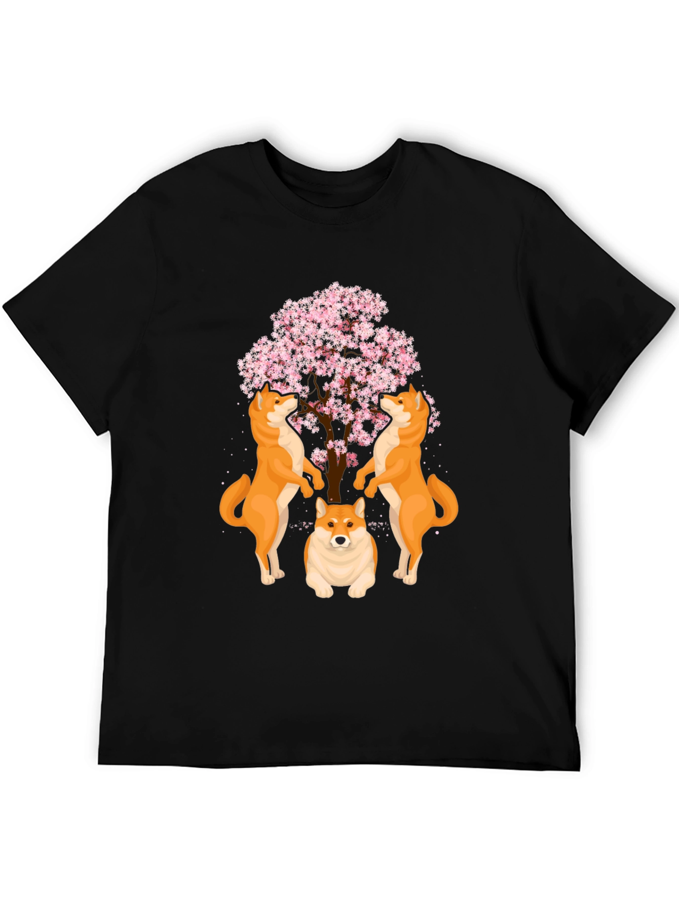 Shiba Inu Cherry Blossom Tree Graphic T-Shirt