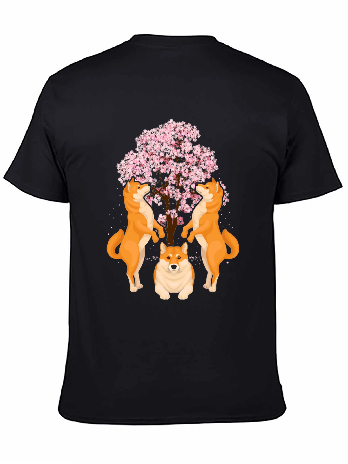 Shiba Inu Cherry Blossom Tree Graphic T-Shirt