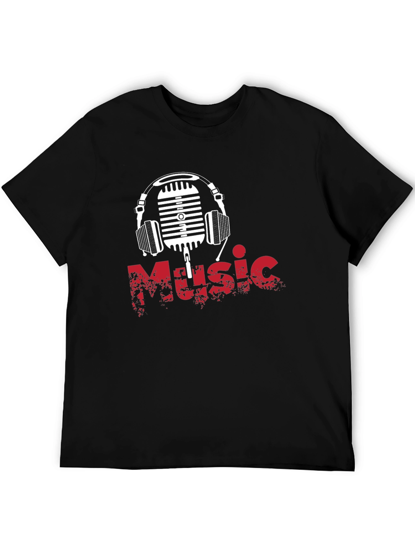 Music Graphic T-Shirt - Retro Microphone & Headphones