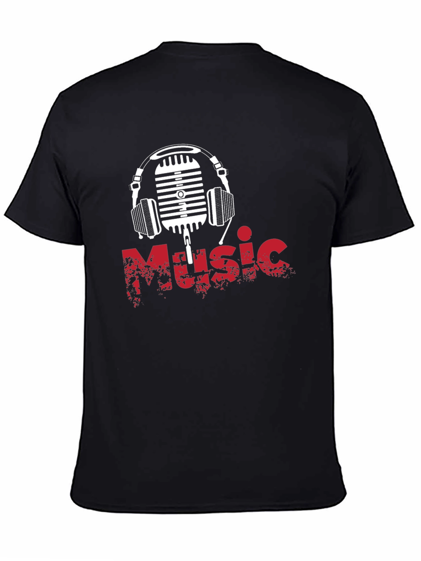 Music Graphic T-Shirt - Retro Microphone & Headphones