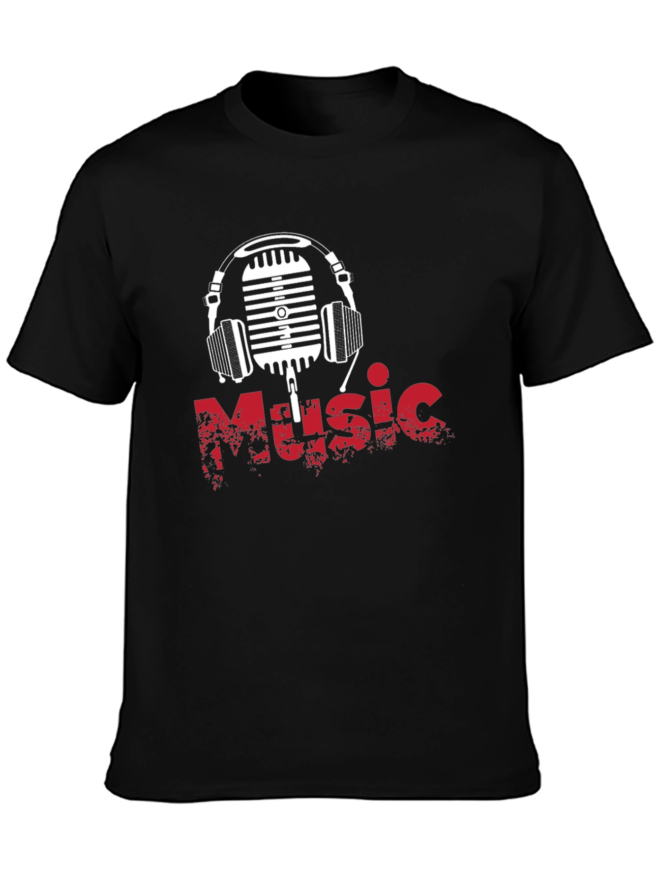 Music Graphic T-Shirt - Retro Microphone & Headphones