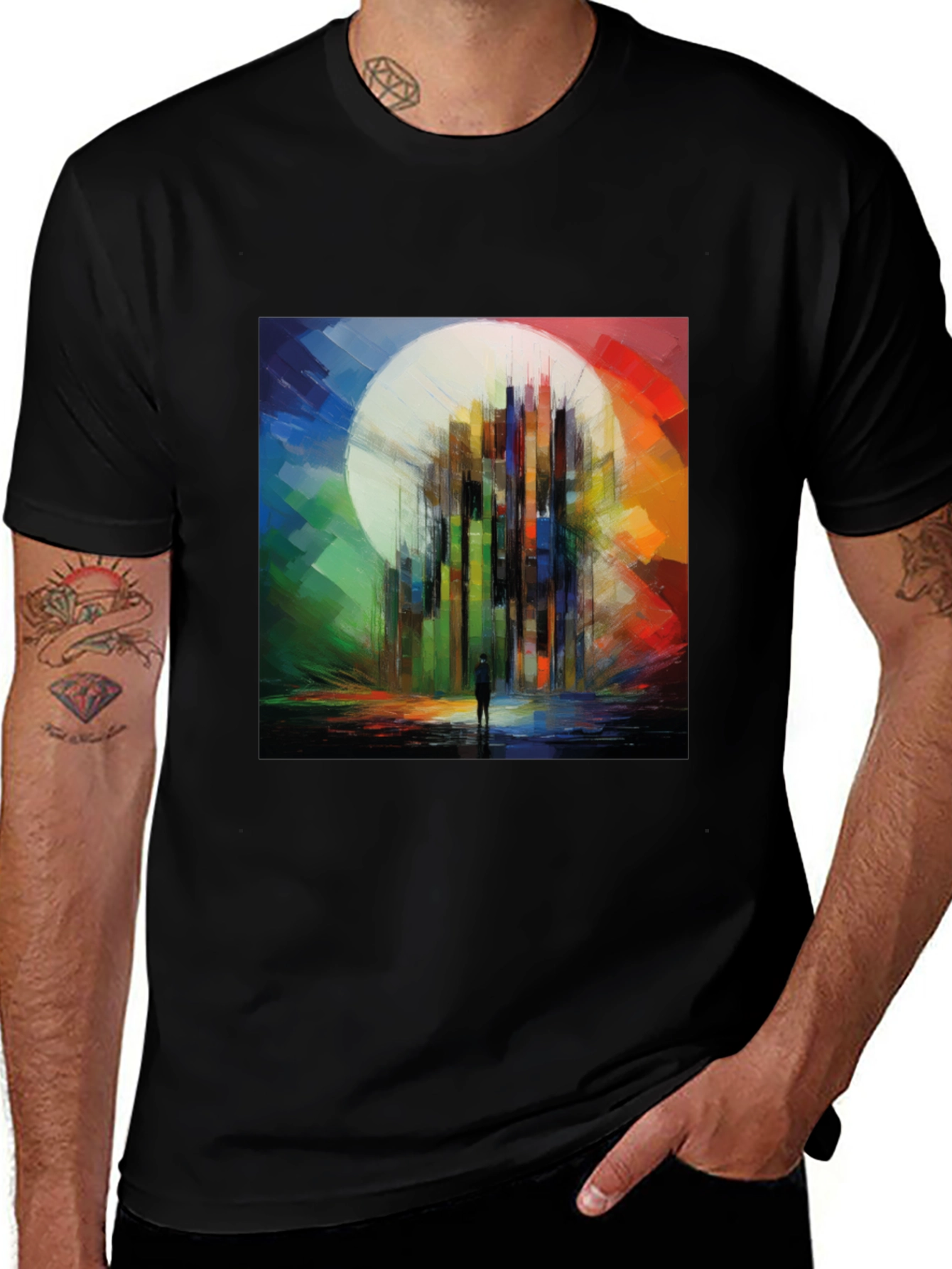 Abstract Cityscape Graphic Tee - Modern Art T-Shirt