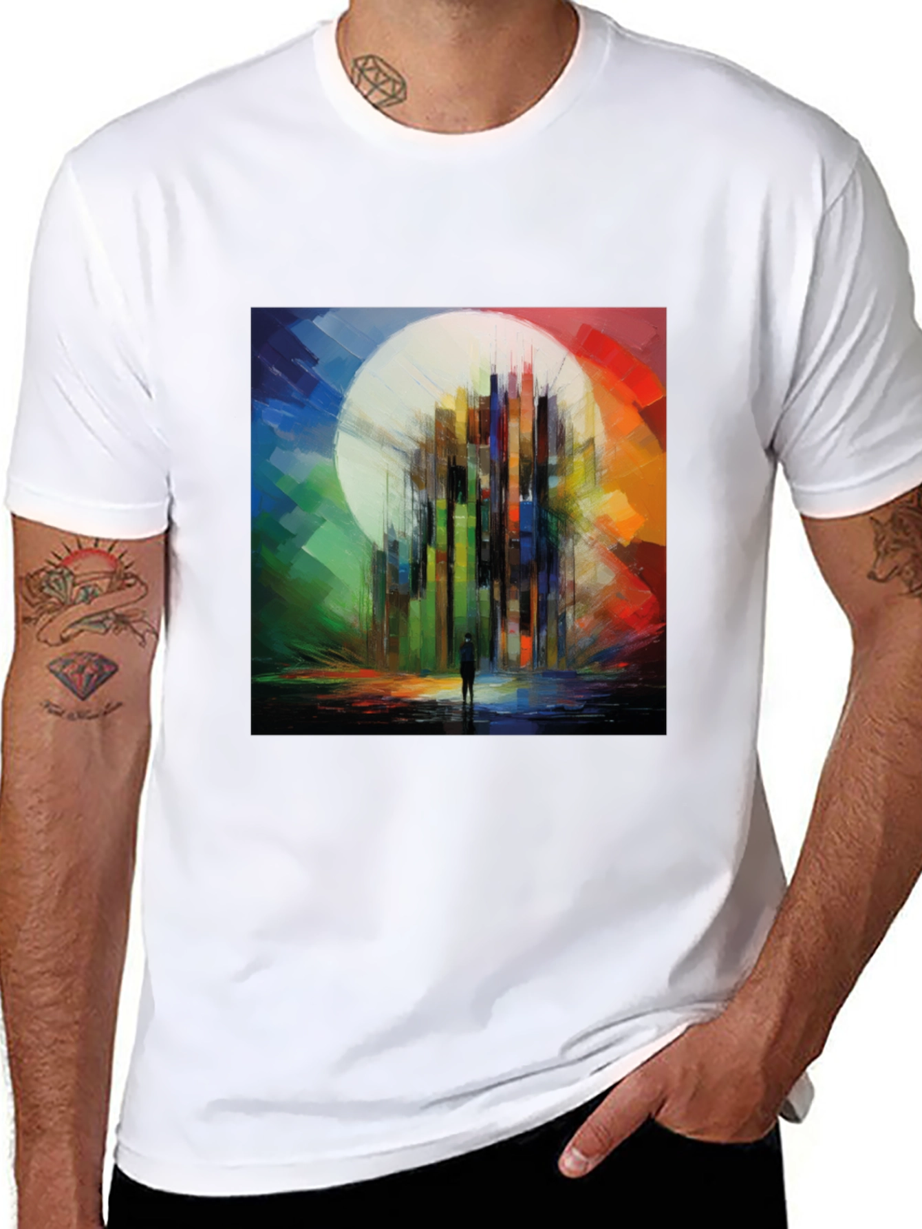 Abstract Cityscape Graphic Tee - Modern Art T-Shirt