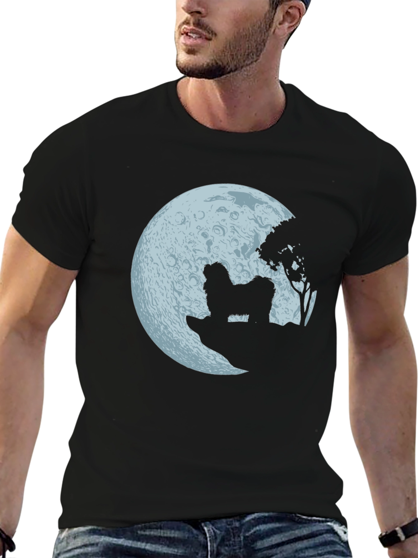 Moonlit Dog Graphic Tee - Mens Black T-Shirt