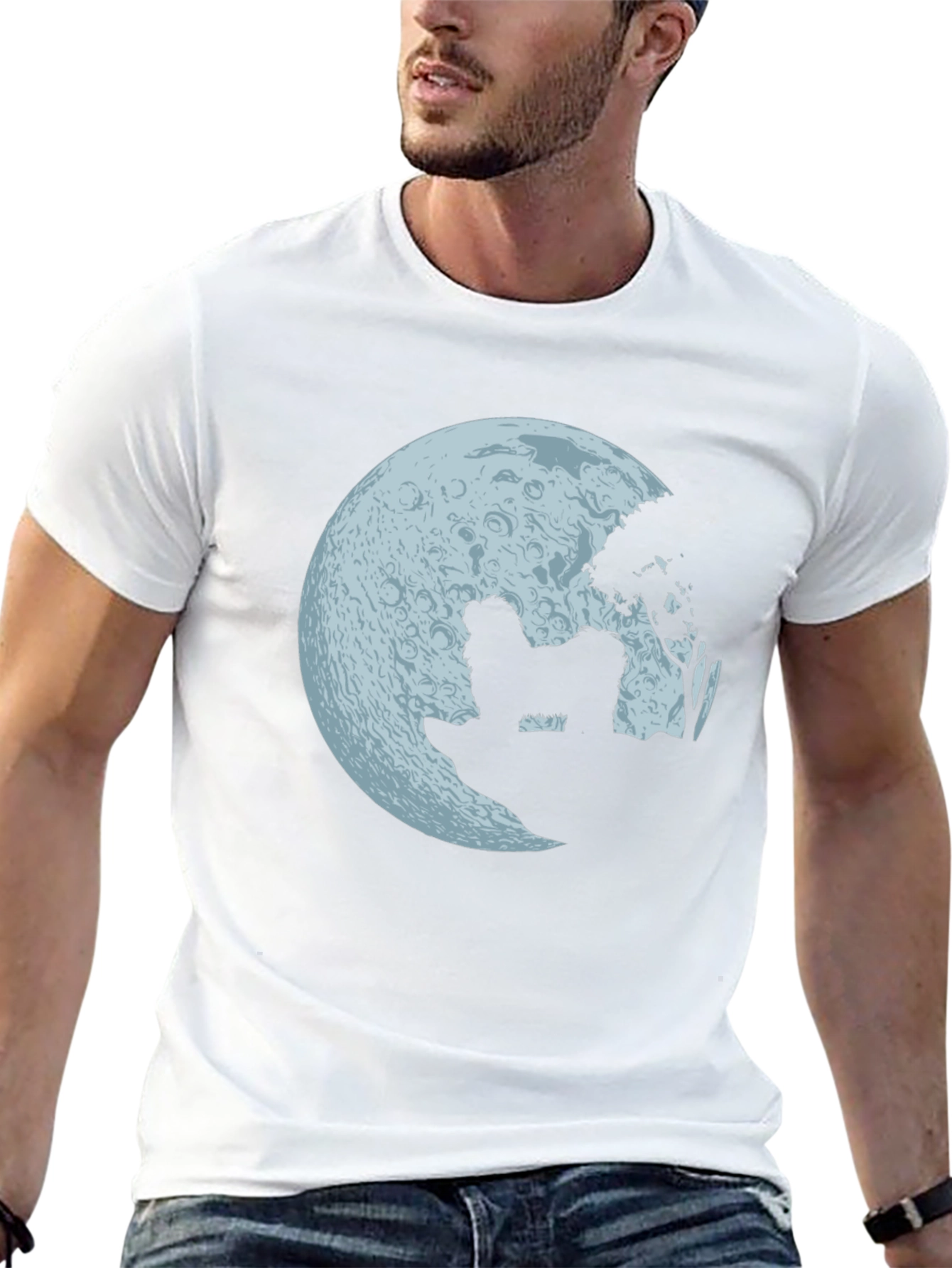 Moonlit Dog Graphic Tee - Mens Black T-Shirt