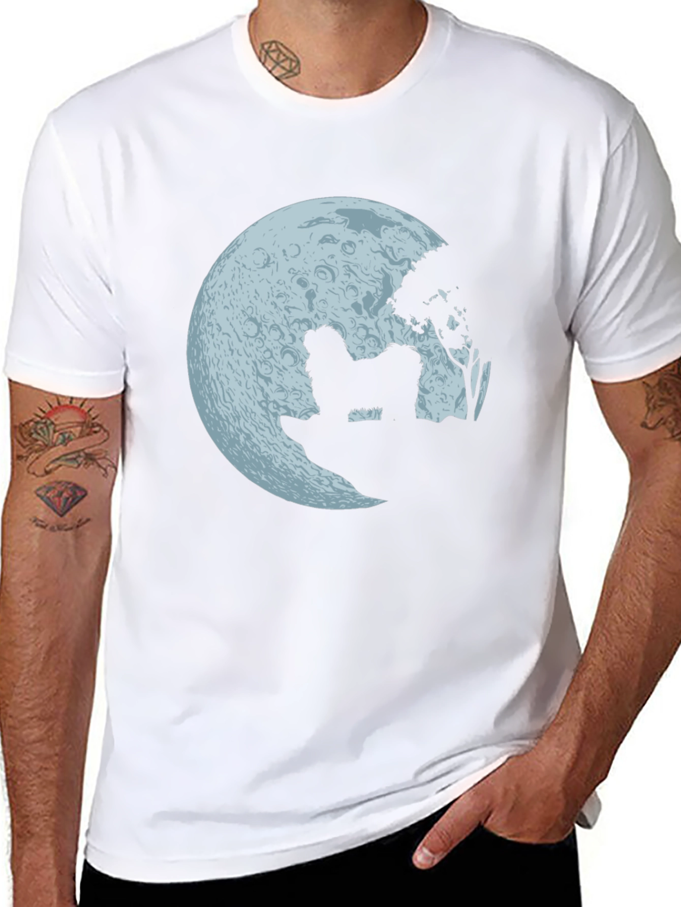Moonlit Dog Graphic Tee - Mens Black T-Shirt