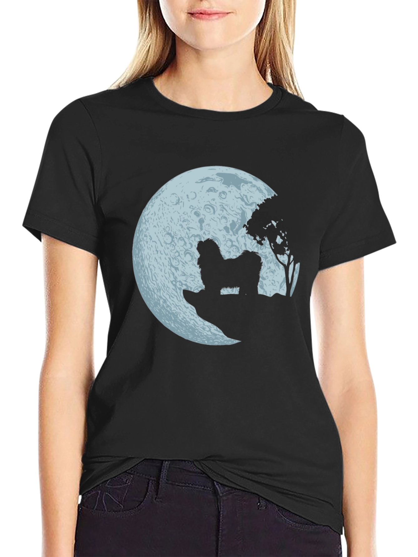 Moonlit Dog Graphic Tee - Mens Black T-Shirt