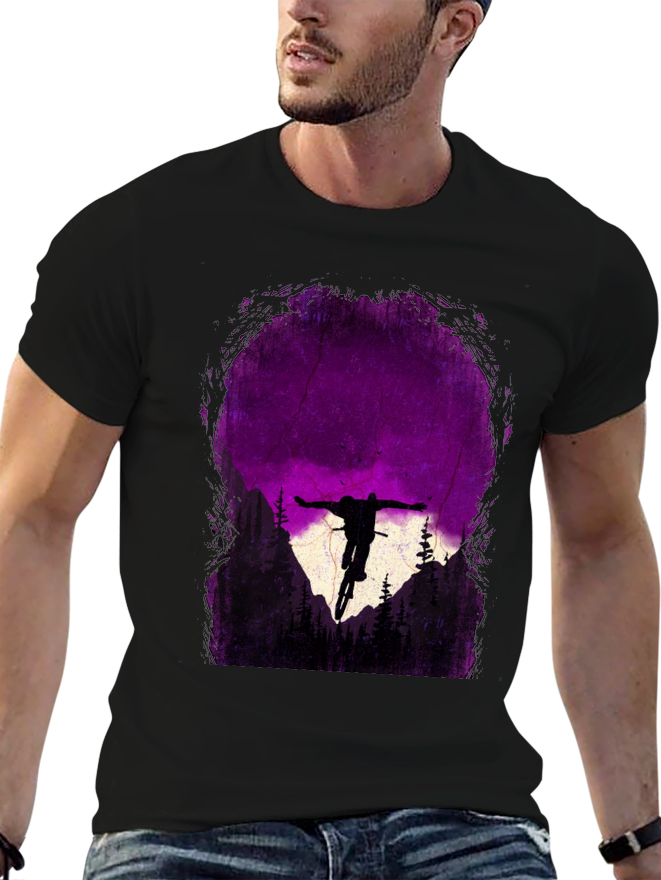 Mountain Biker Silhouette Graphic Tee