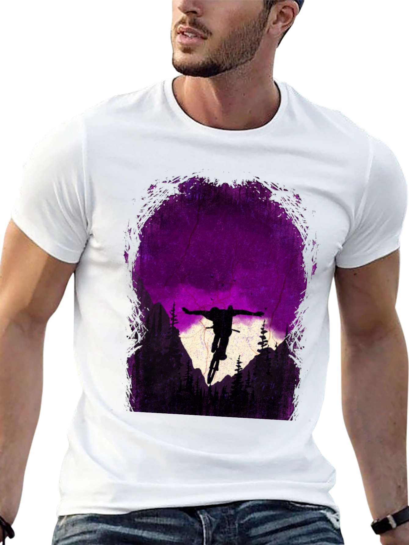 Mountain Biker Silhouette Graphic Tee