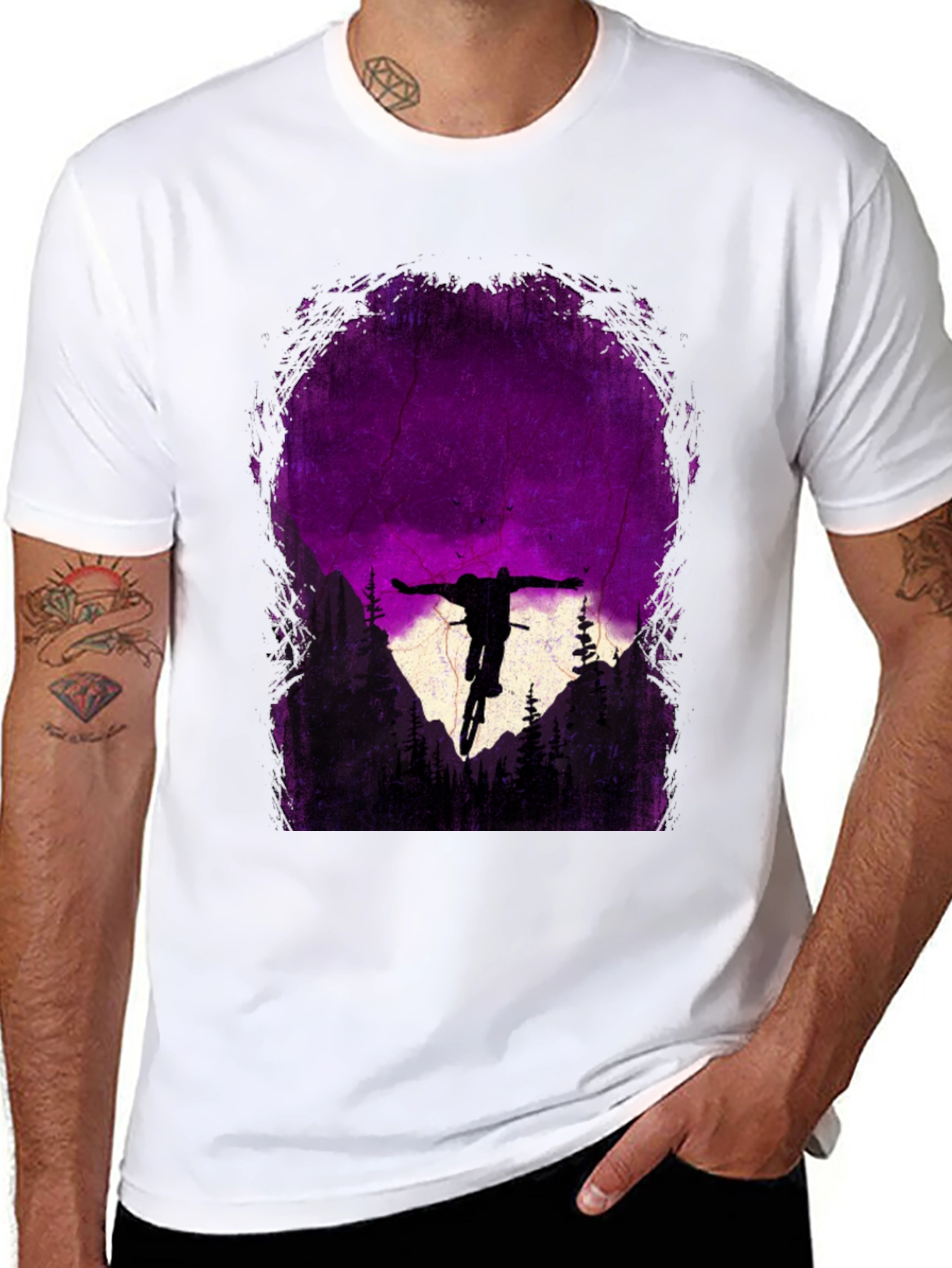 Mountain Biker Silhouette Graphic Tee