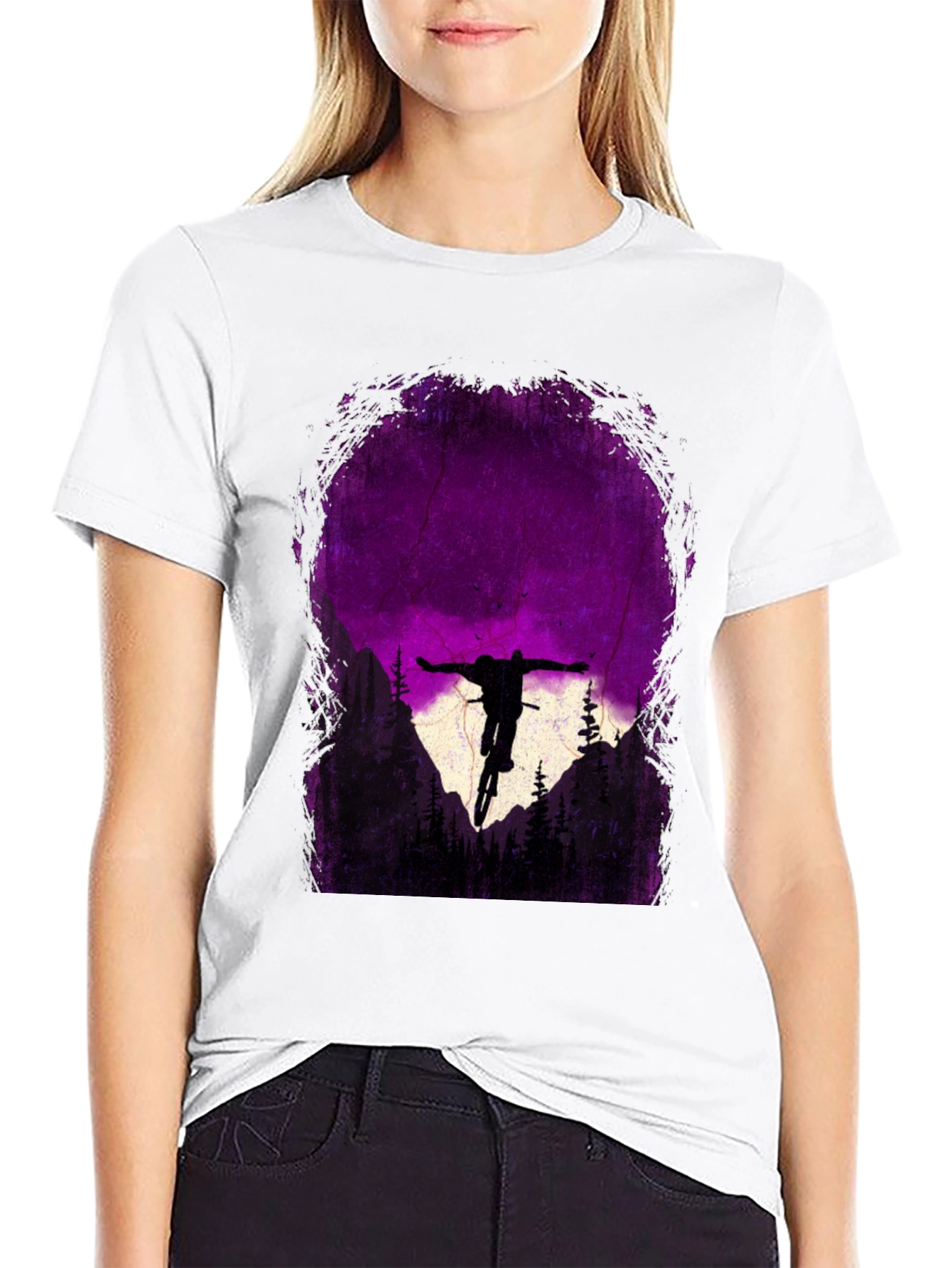Mountain Biker Silhouette Graphic Tee