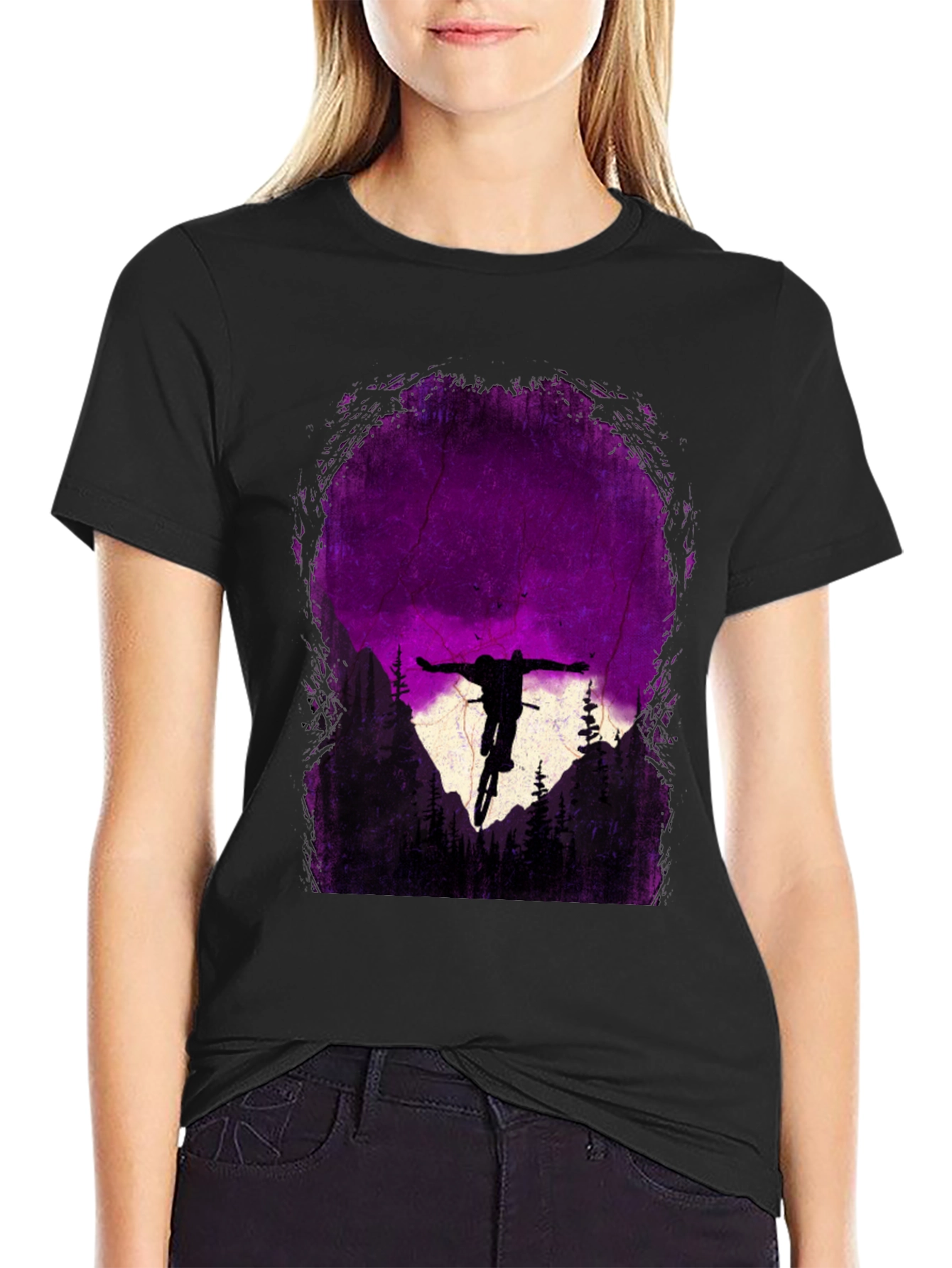 Mountain Biker Silhouette Graphic Tee