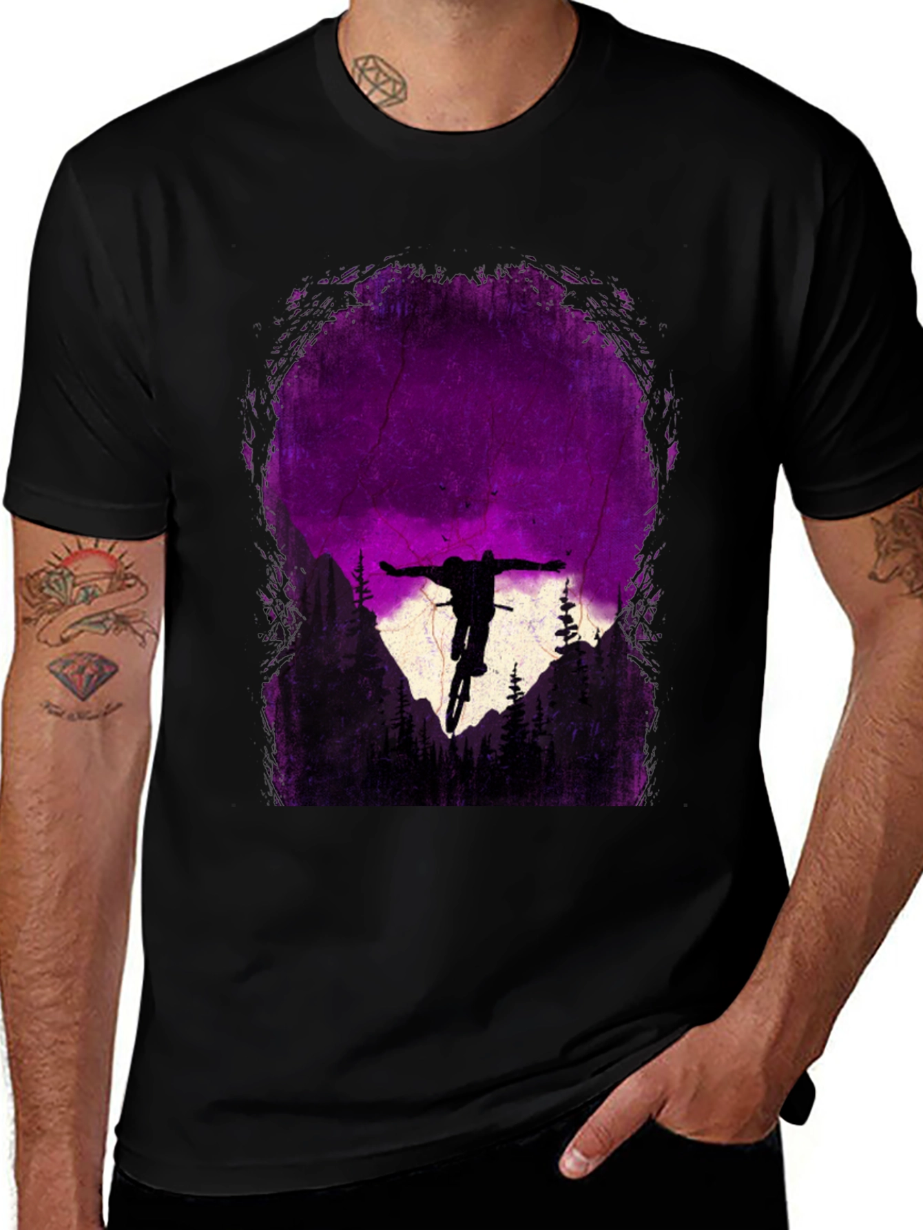 Mountain Biker Silhouette Graphic Tee
