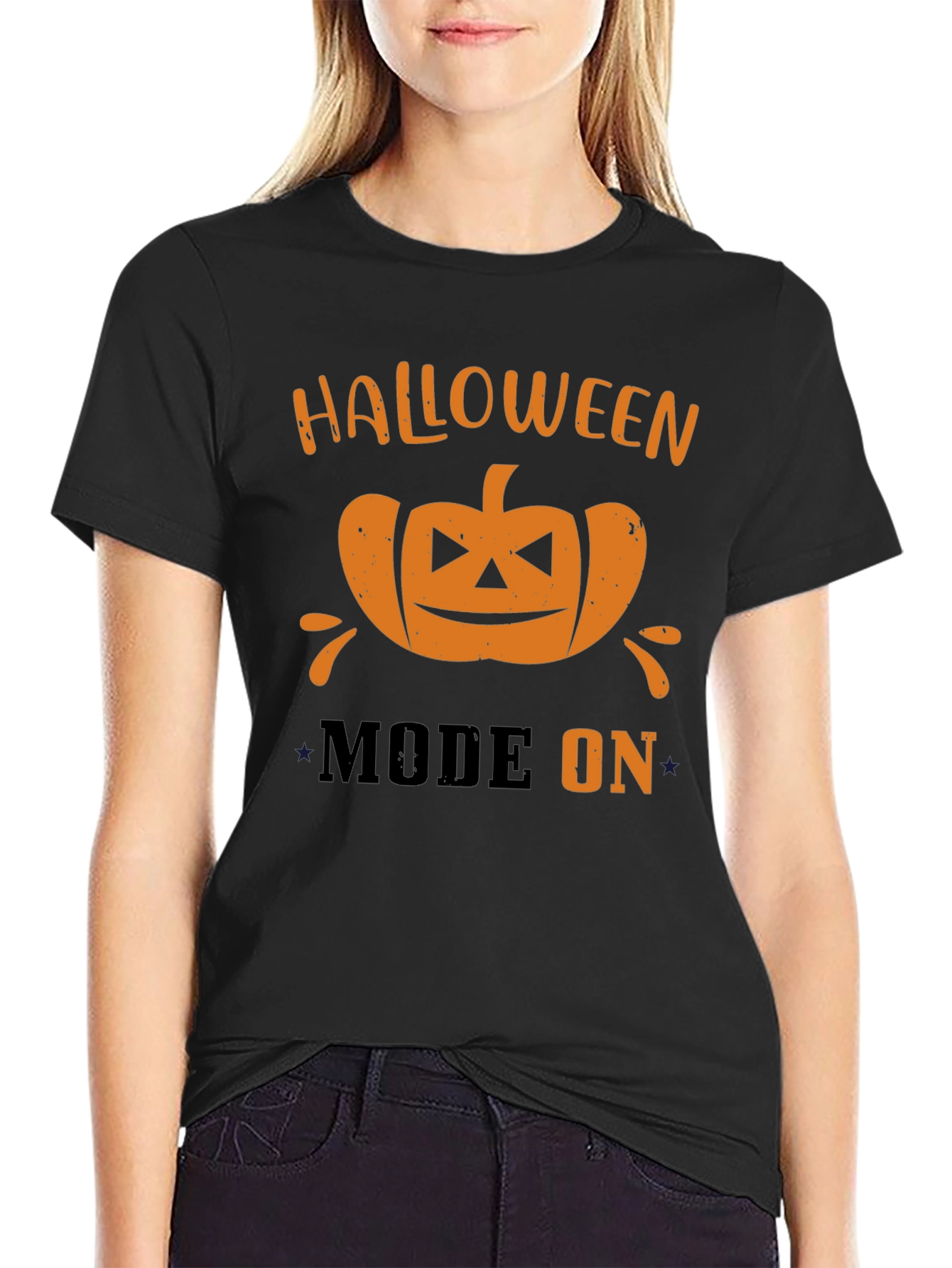 Halloween Mode On T-Shirt - Pumpkin Graphic
