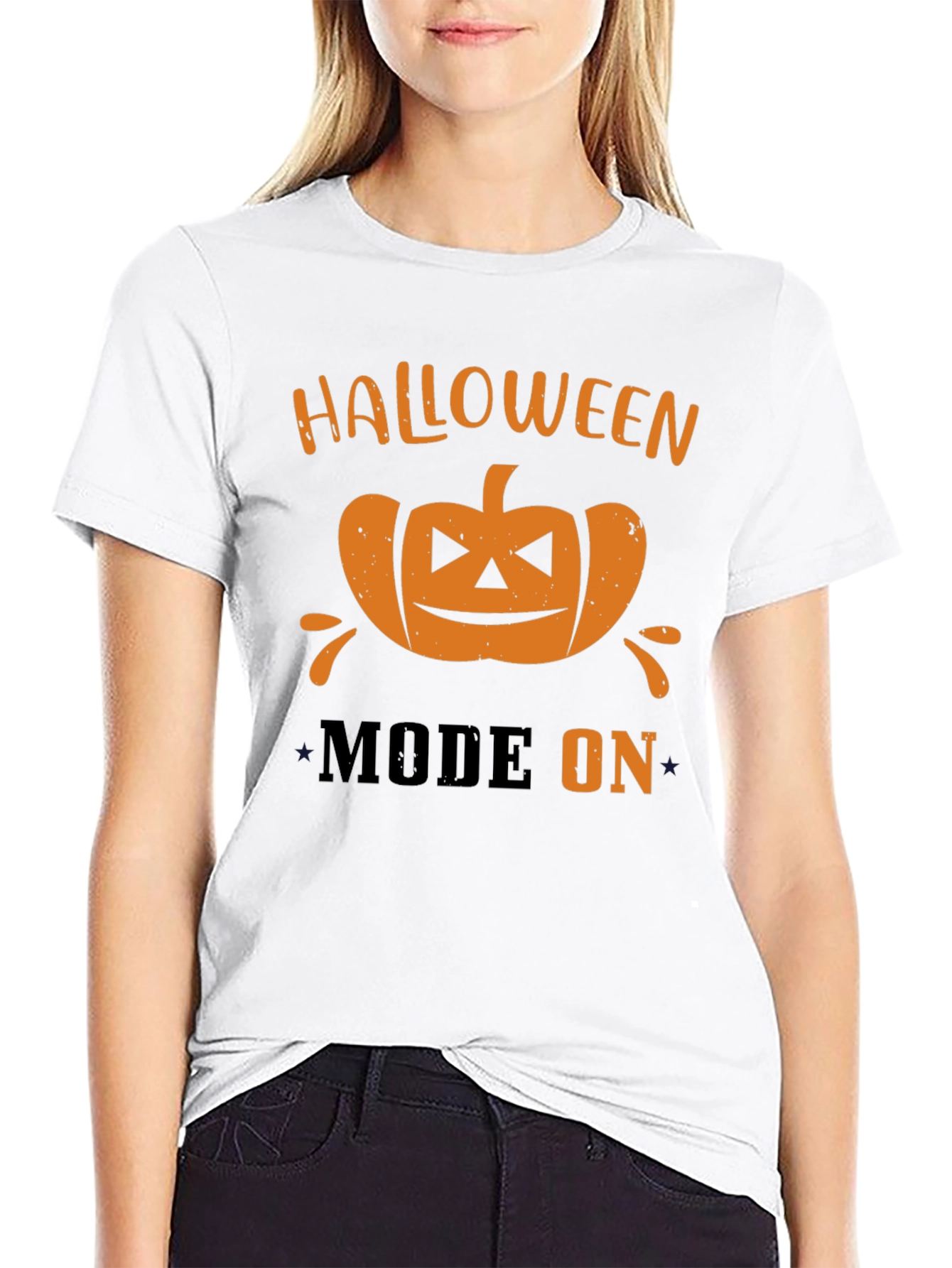 Halloween Mode On T-Shirt - Pumpkin Graphic