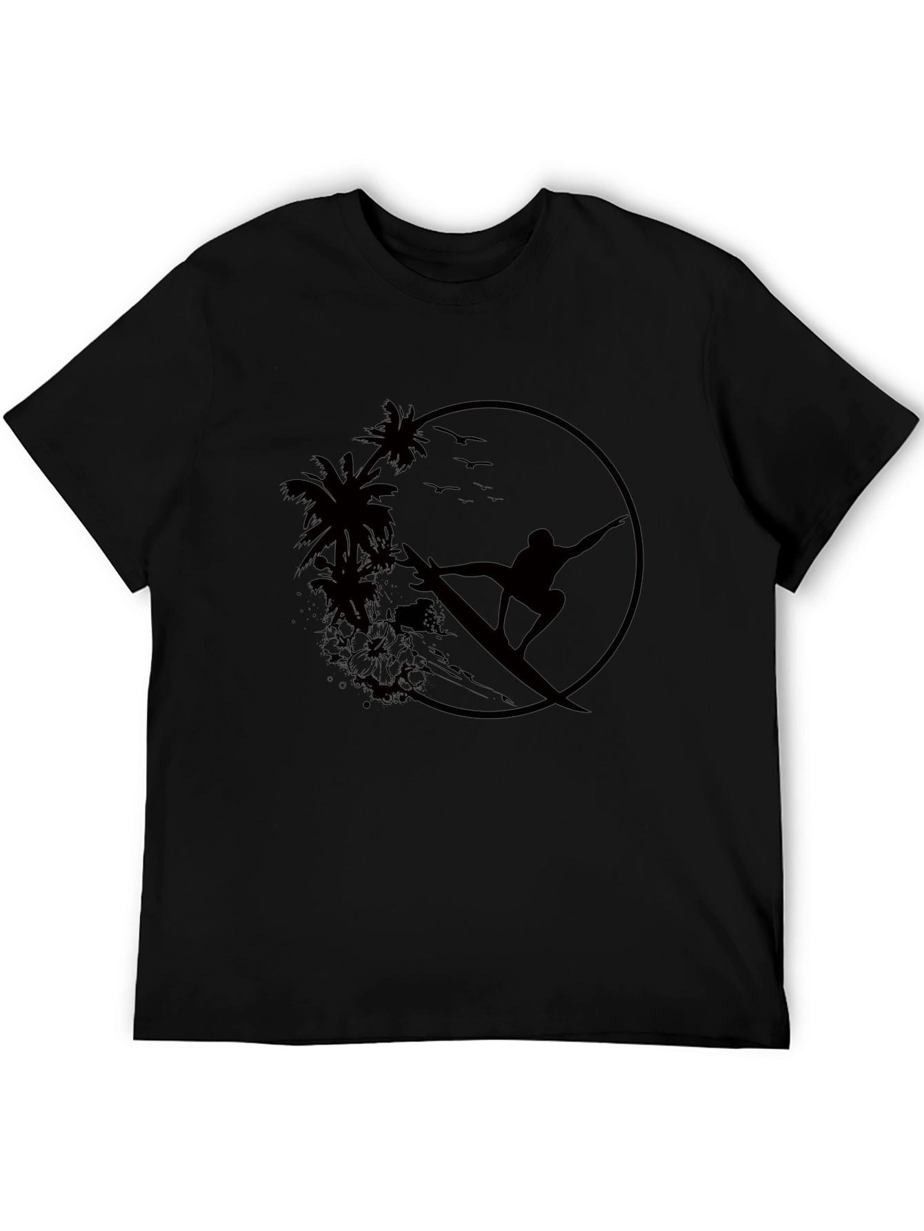 Surfer Silhouette Tee - Palm Tree Graphic