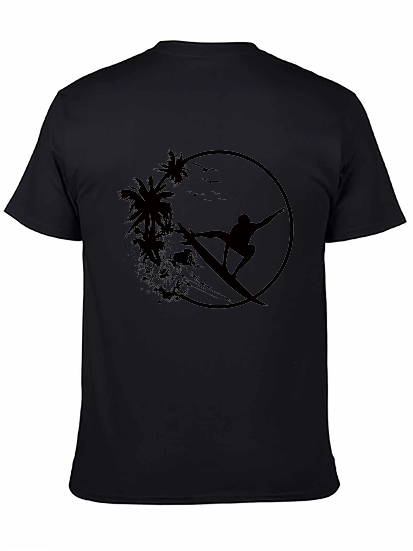 Surfer Silhouette Tee - Palm Tree Graphic