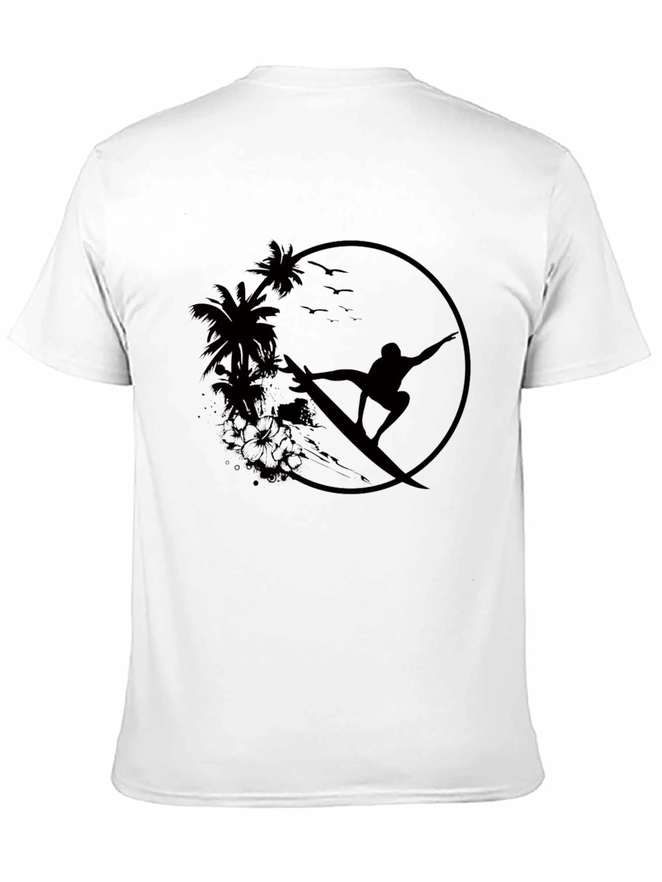 Surfer Silhouette Tee - Palm Tree Graphic