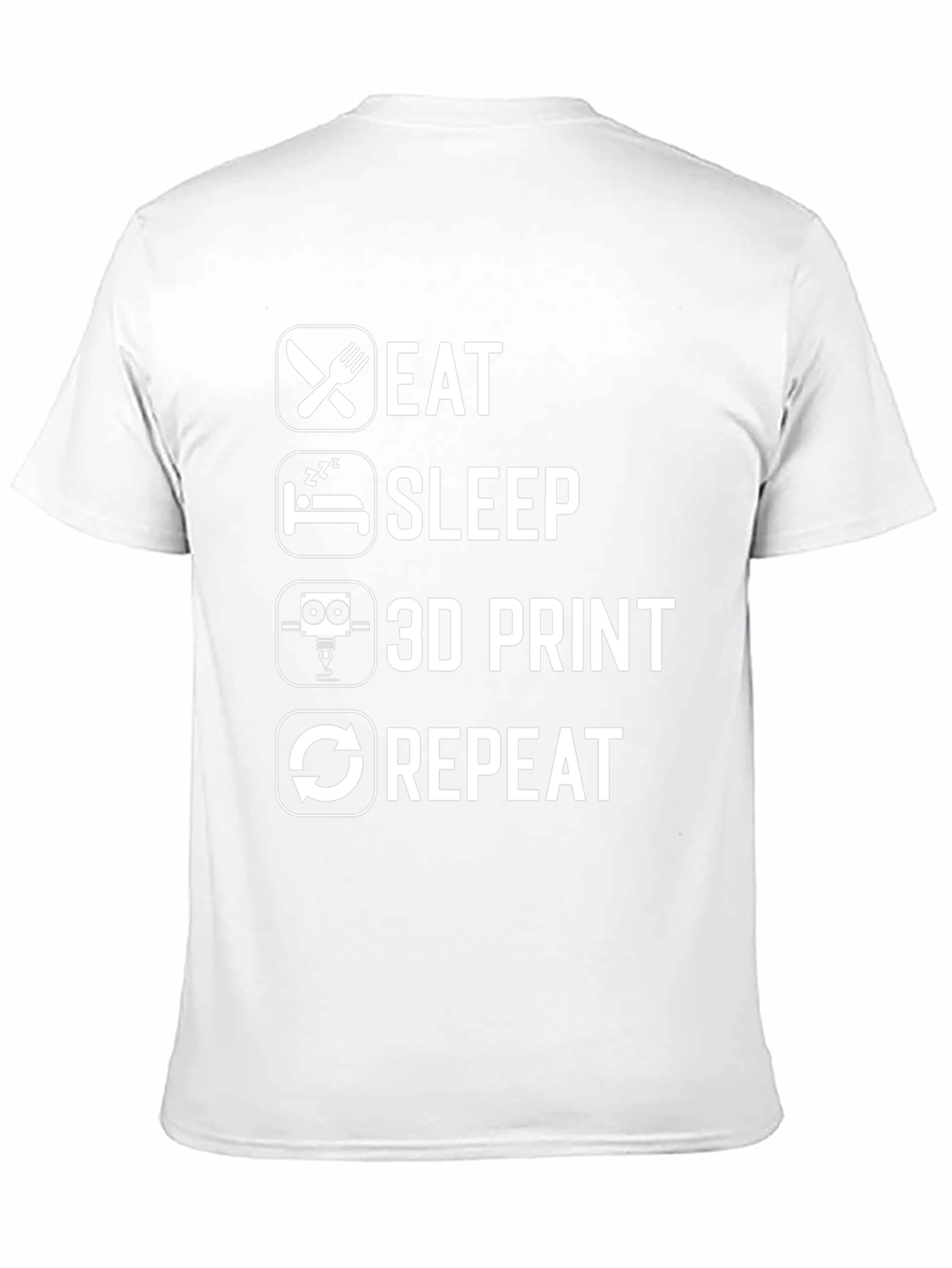Eat Sleep 3D Print Repeat Black Graphic T-Shirt