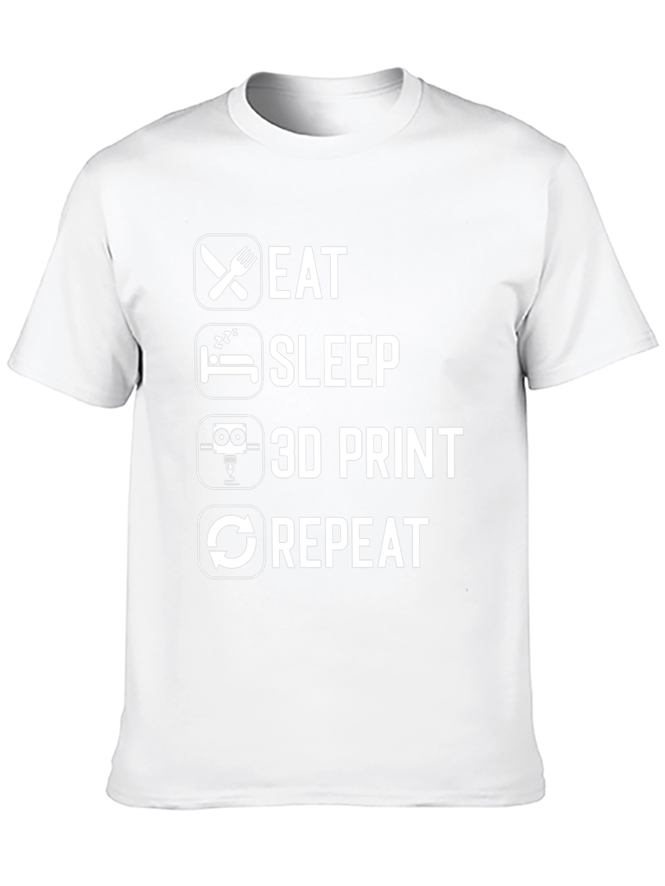 Eat Sleep 3D Print Repeat Black Graphic T-Shirt