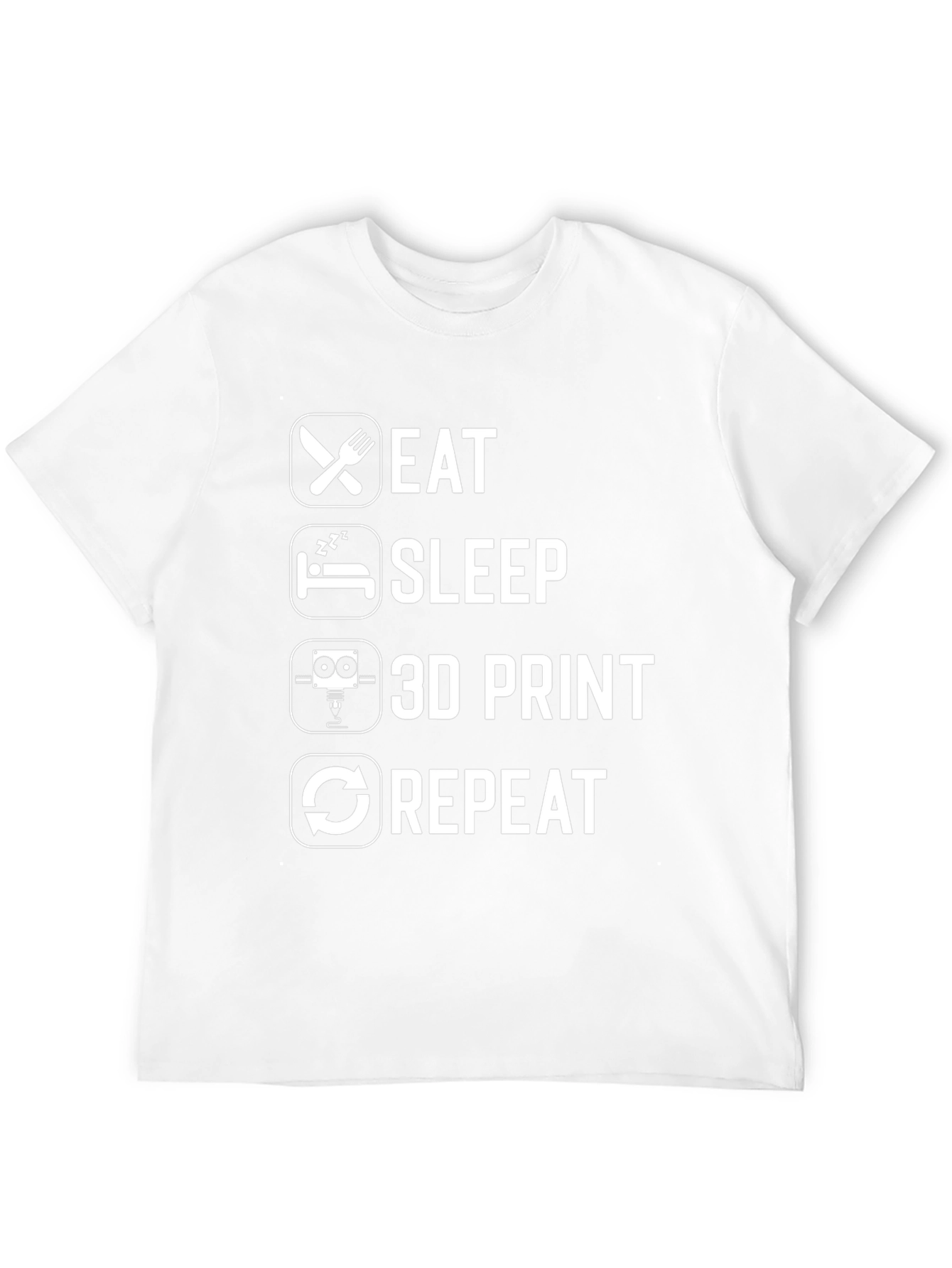 Eat Sleep 3D Print Repeat Black Graphic T-Shirt