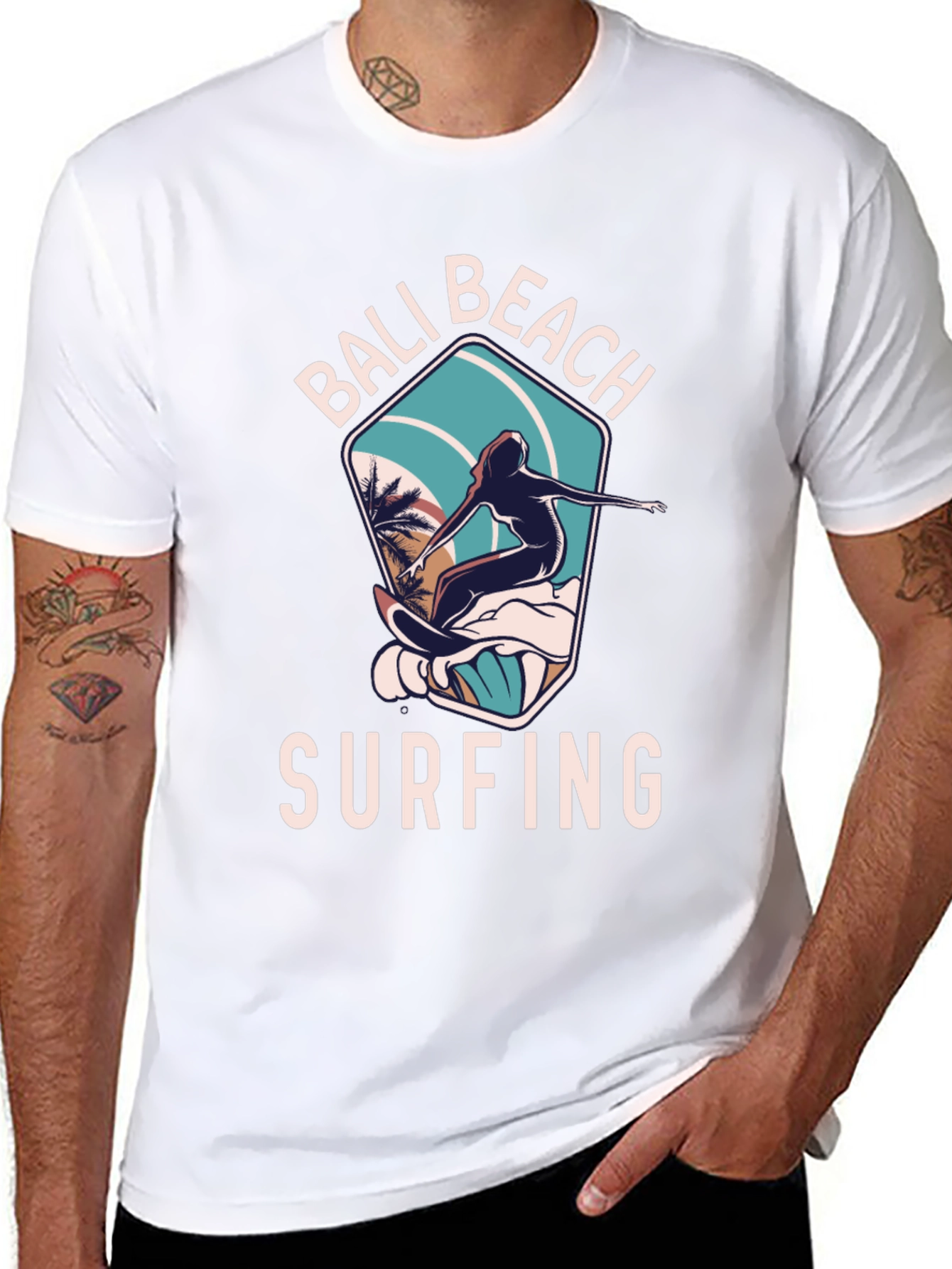Bali Beach Surfing T-Shirt - Black