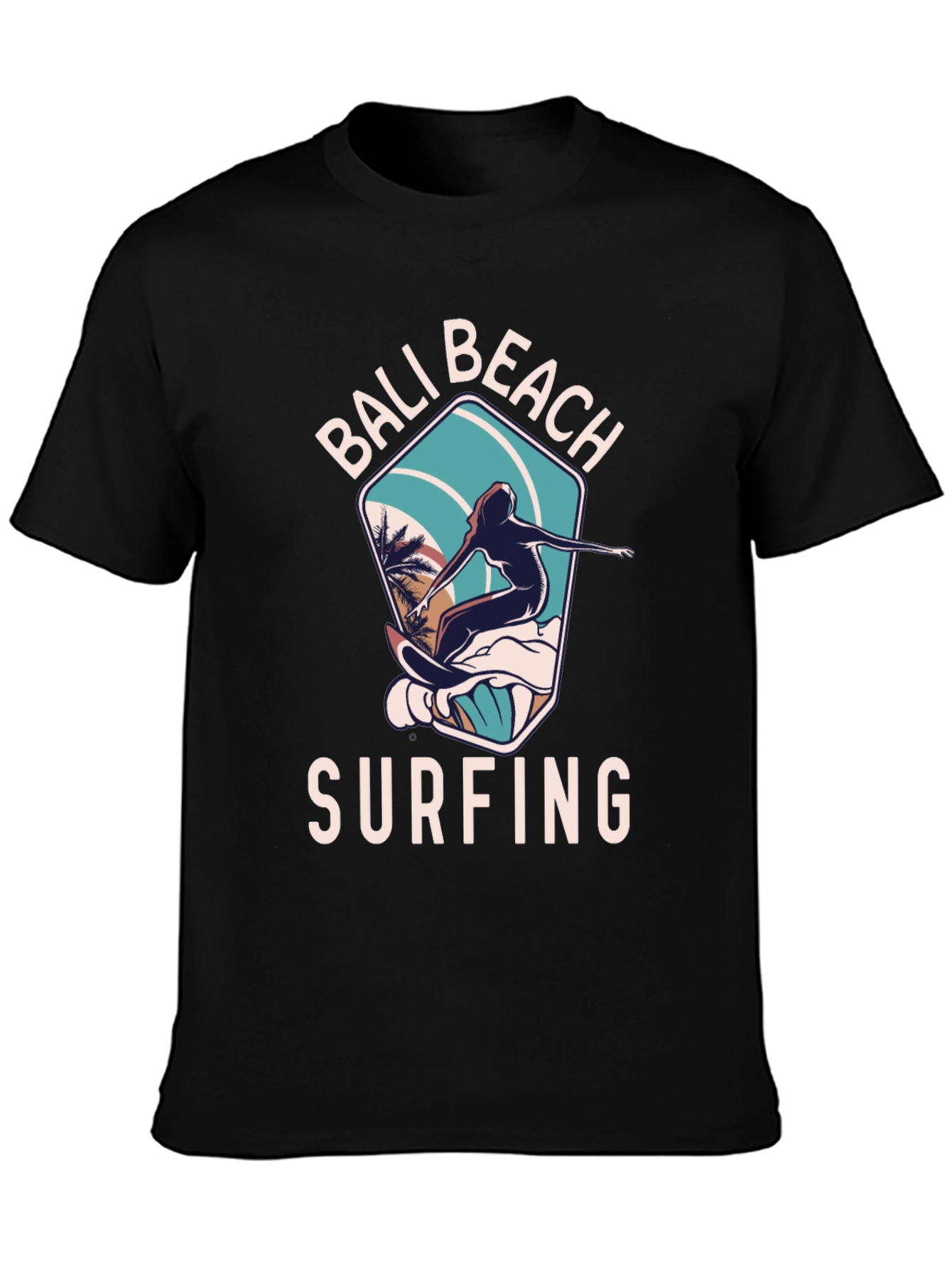 Bali Beach Surfing T-Shirt - Black