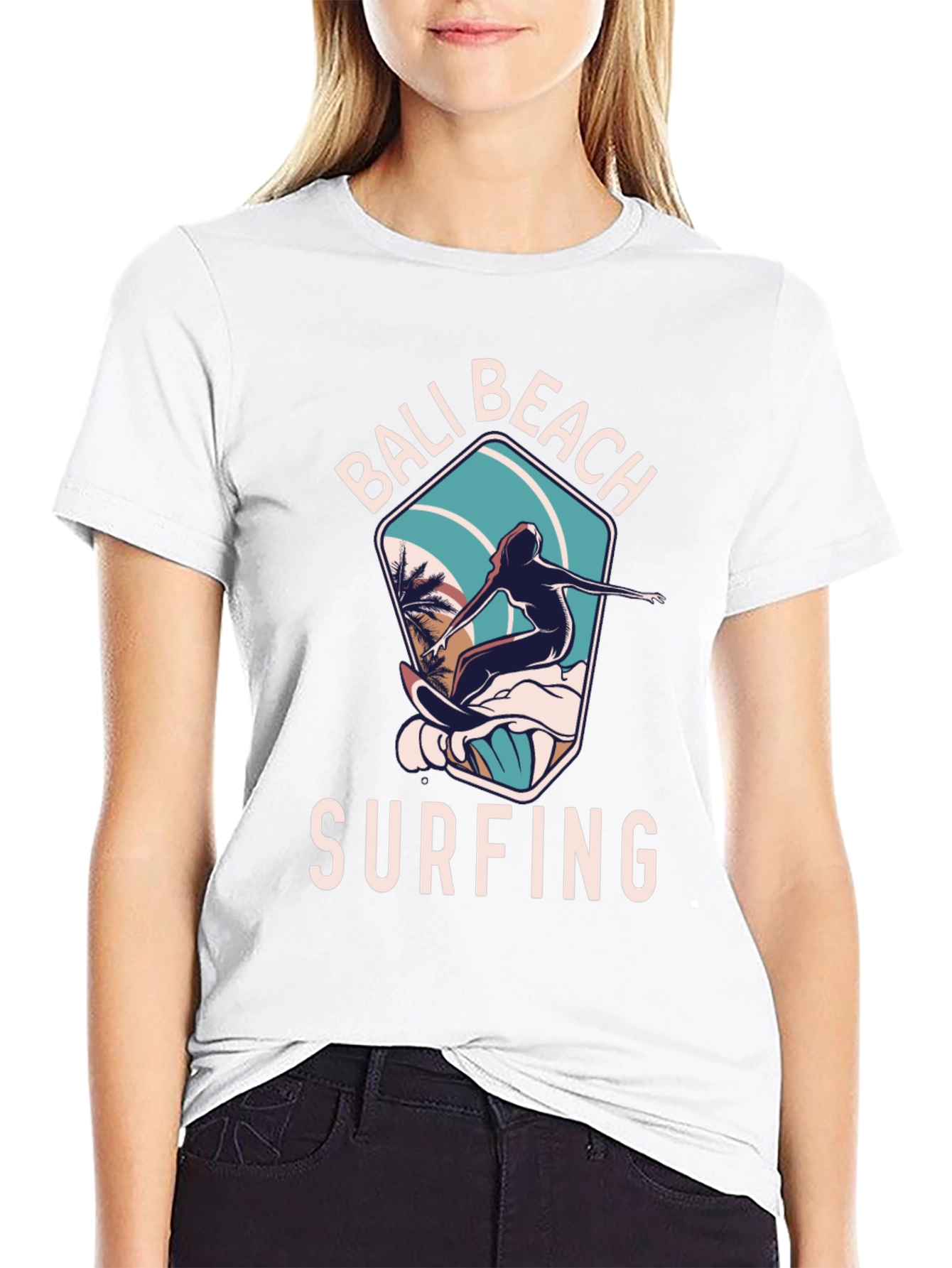 Bali Beach Surfing T-Shirt - Black