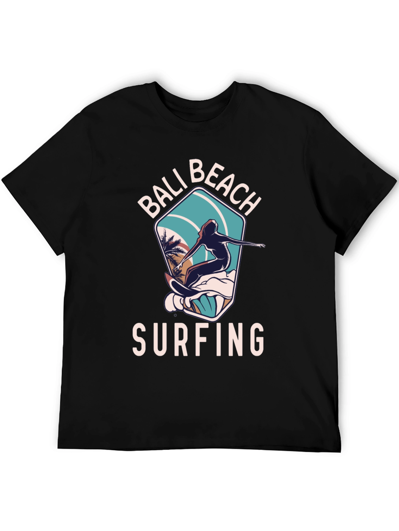 Bali Beach Surfing T-Shirt - Black