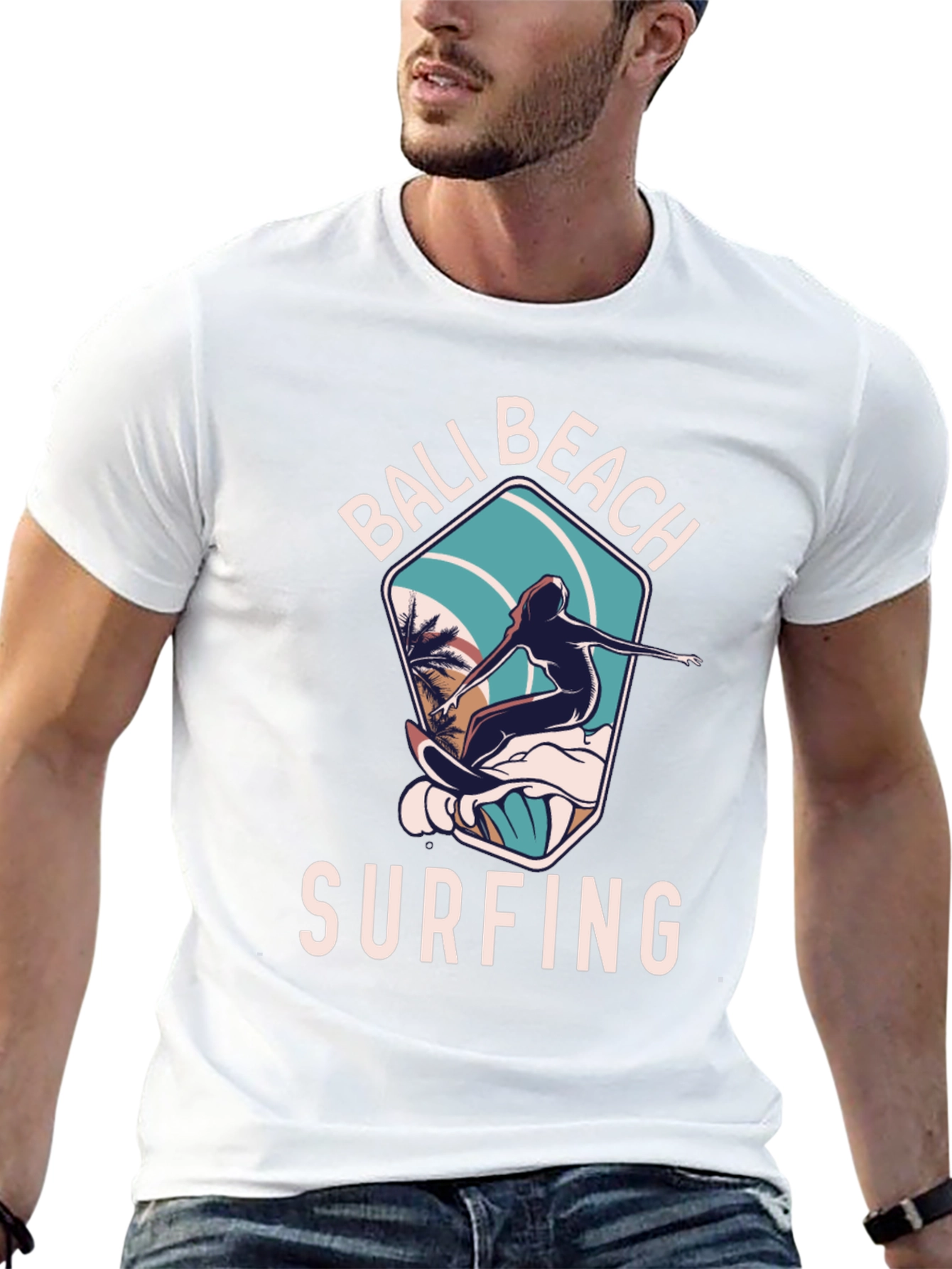 Bali Beach Surfing T-Shirt - Black