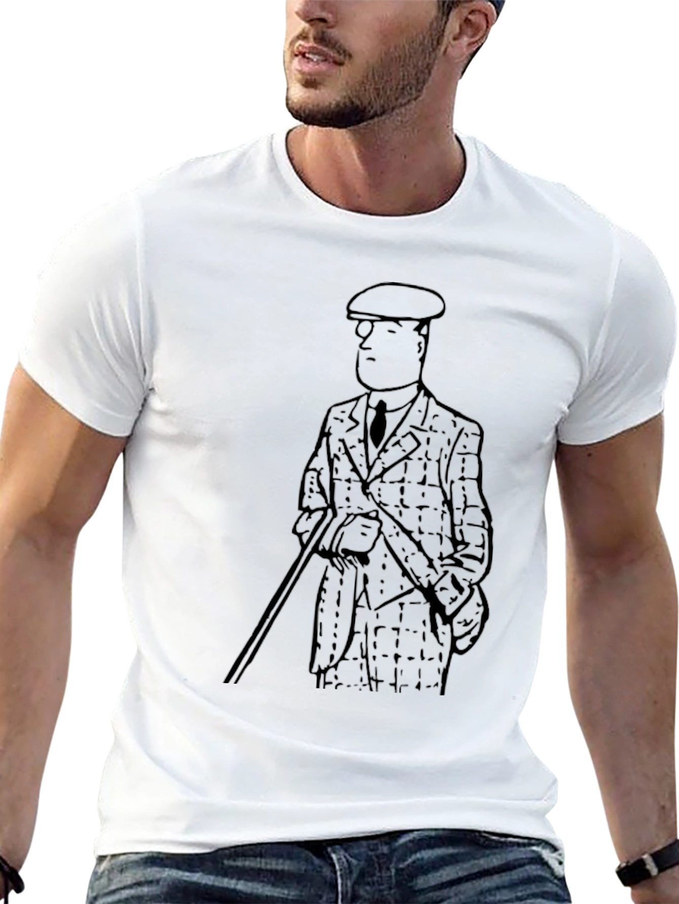 Retro Cartoon Man Graphic Black T-Shirt