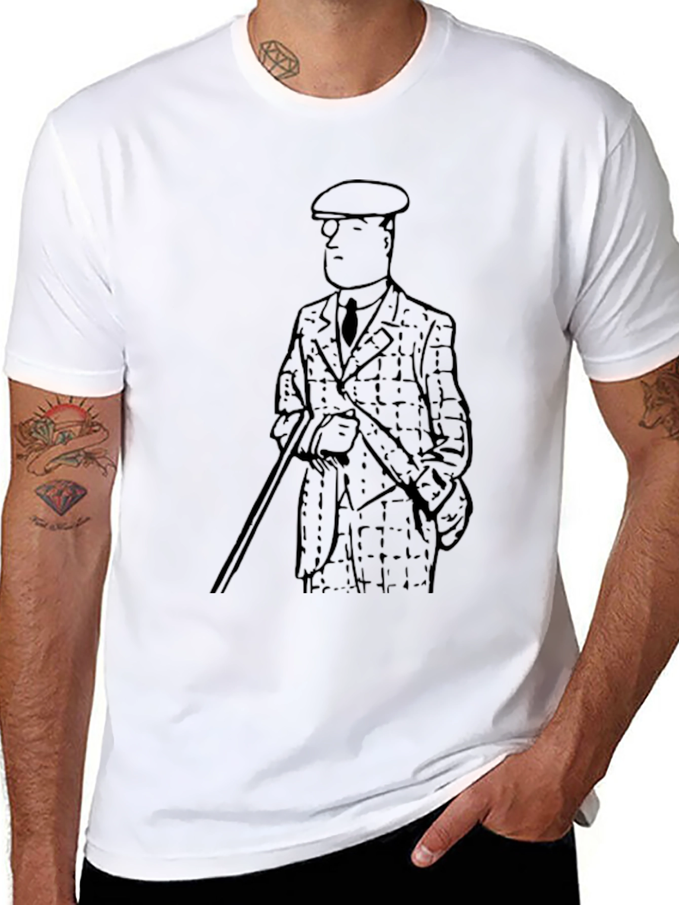 Retro Cartoon Man Graphic Black T-Shirt