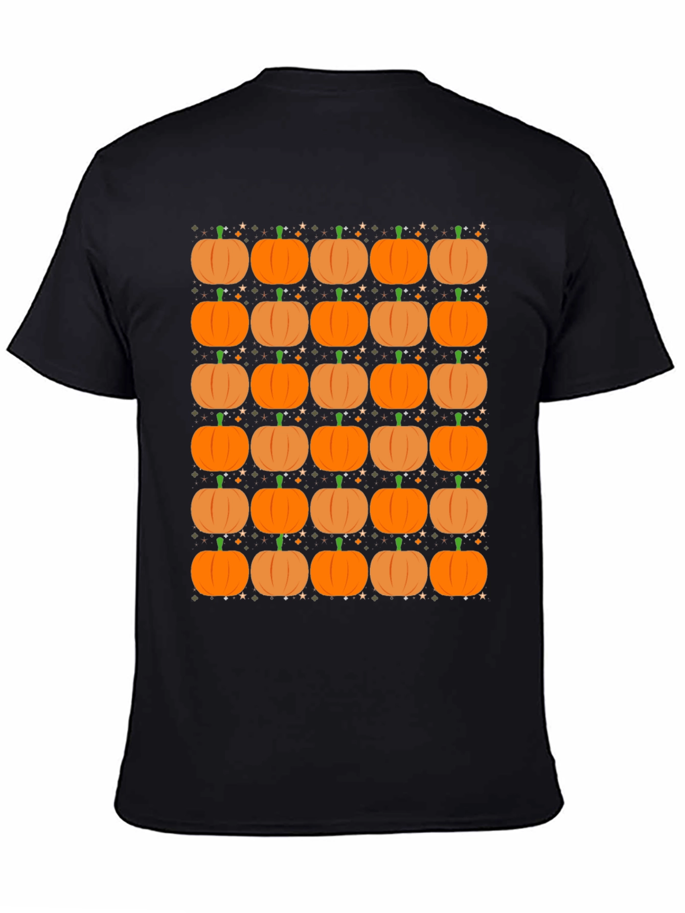 Pumpkin Pattern Black T-Shirt - Fall Festival Ready