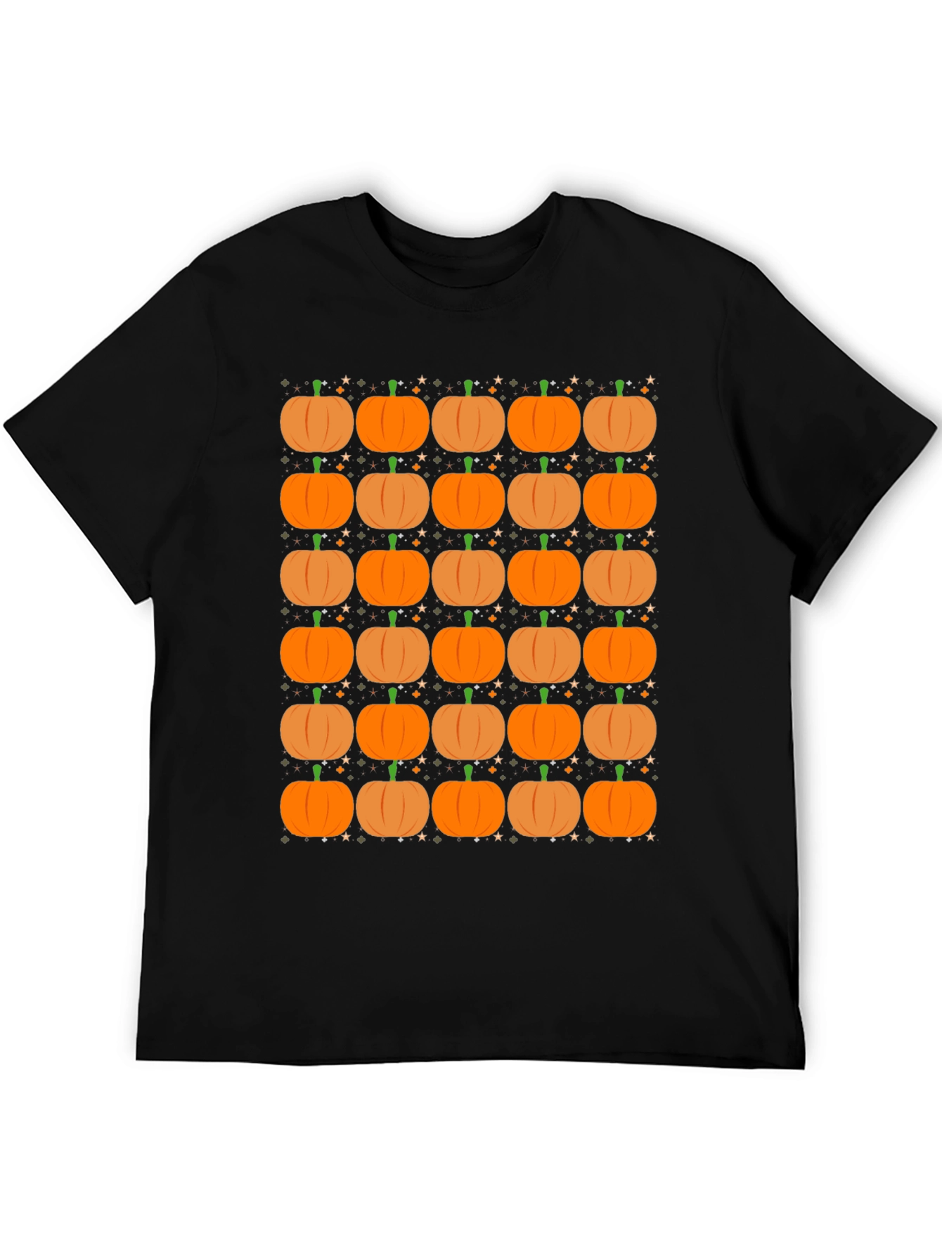 Pumpkin Pattern Black T-Shirt - Fall Festival Ready