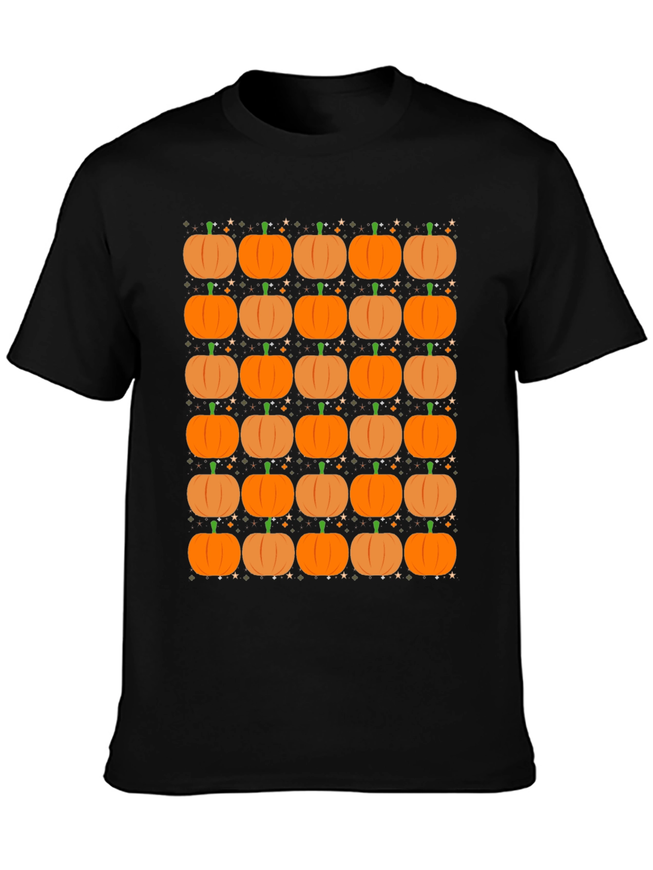 Pumpkin Pattern Black T-Shirt - Fall Festival Ready