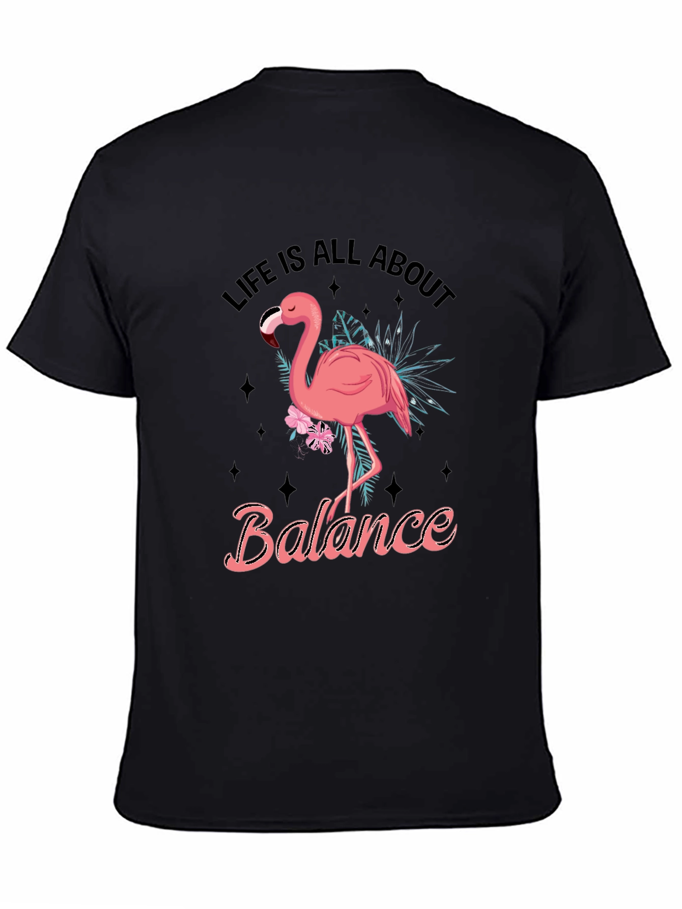 Life Balance Flamingo Graphic Tee - Black