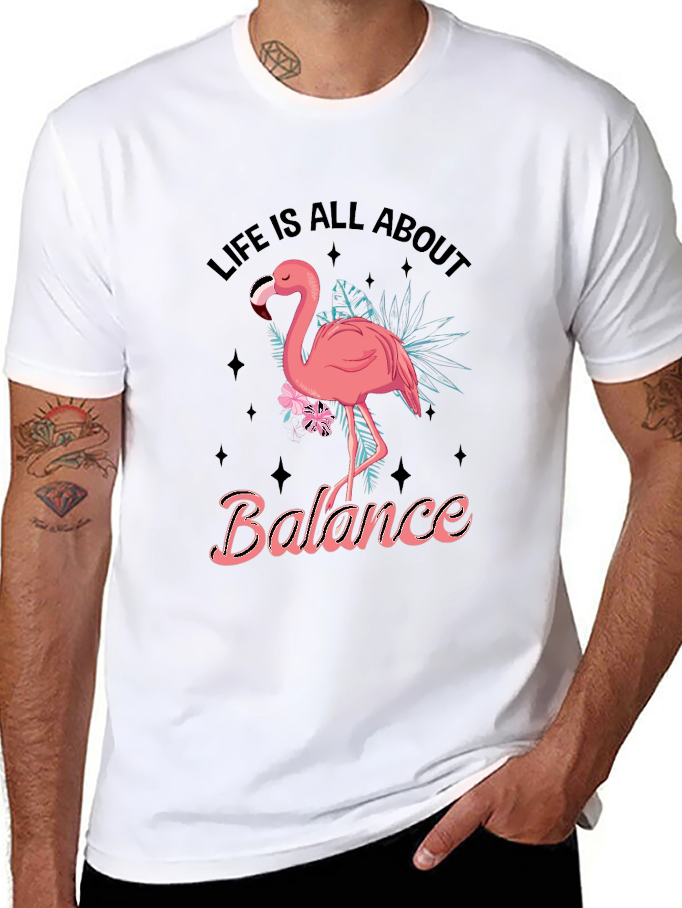 Life Balance Flamingo Graphic Tee - Black