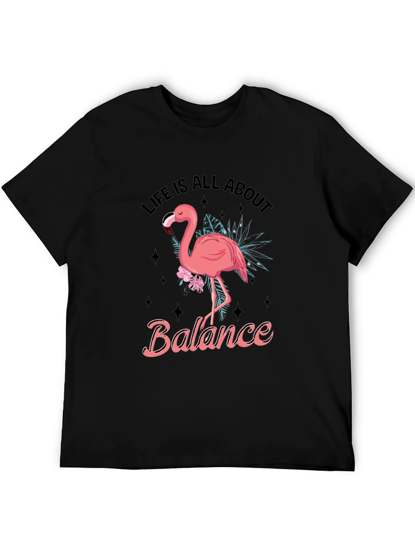 Life Balance Flamingo Graphic Tee - Black
