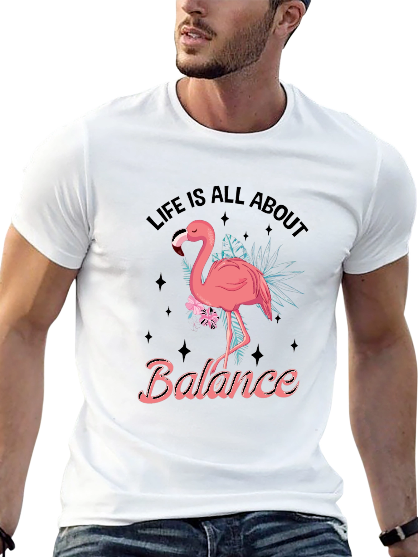Life Balance Flamingo Graphic Tee - Black