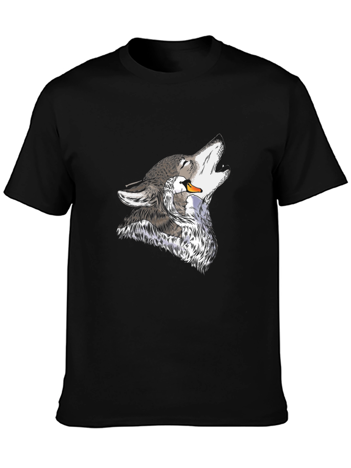 Wolf and Swan Graphic Black T-Shirt