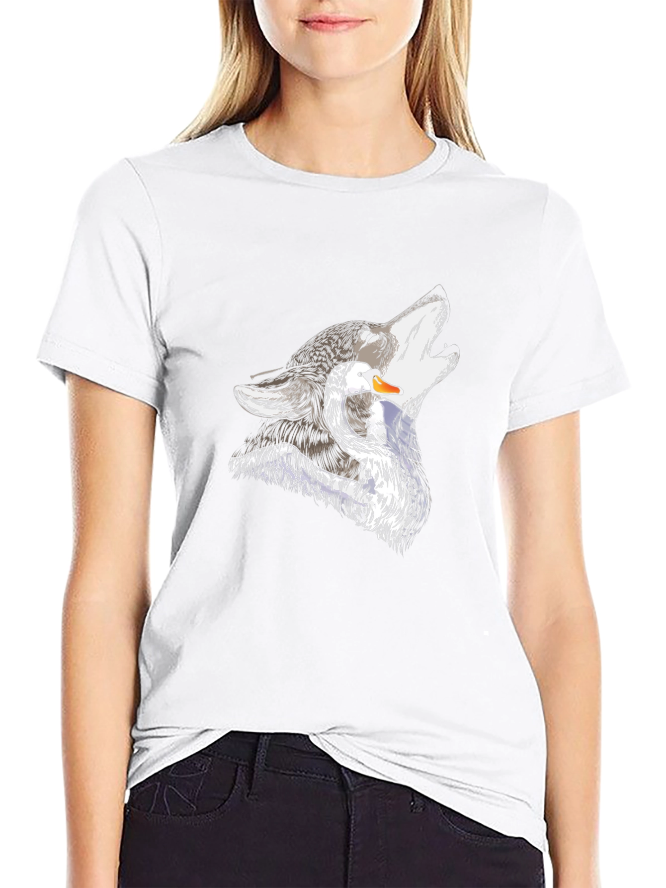 Wolf and Swan Graphic Black T-Shirt