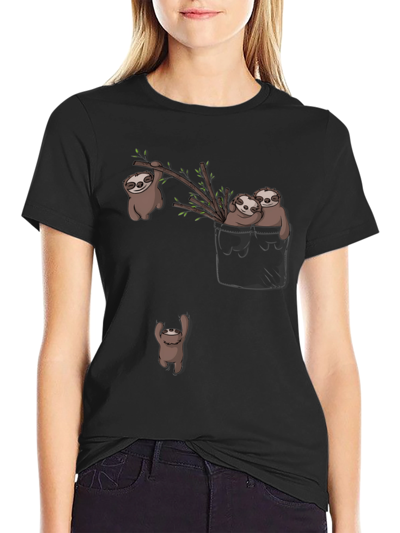 Sloth Pocket T-Shirt: Cute & Funny