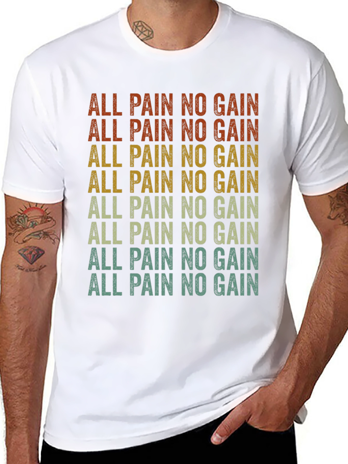 All Pain No Gain Retro Graphic Tee