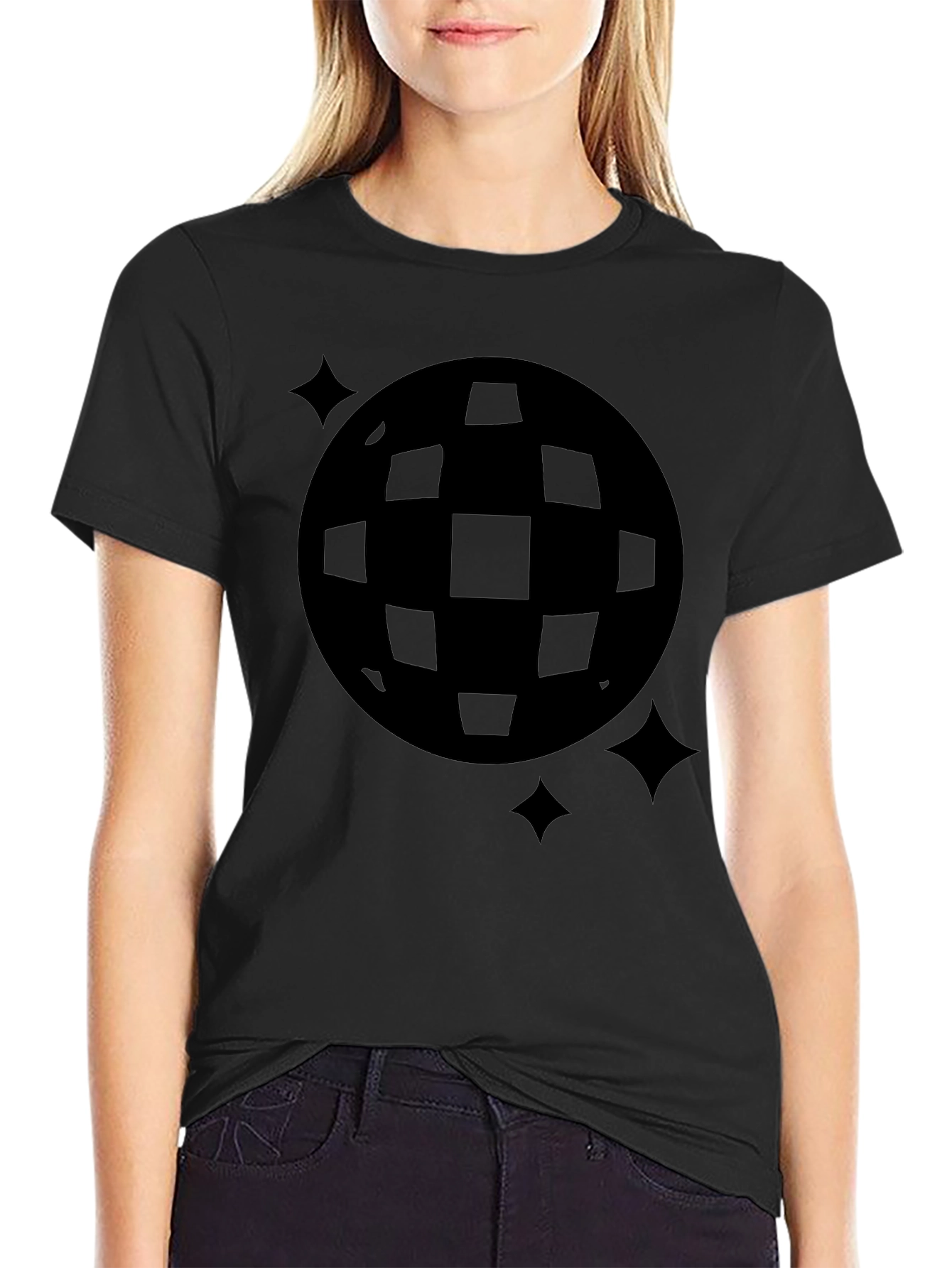 Retro Disco Ball Graphic Tee - Black