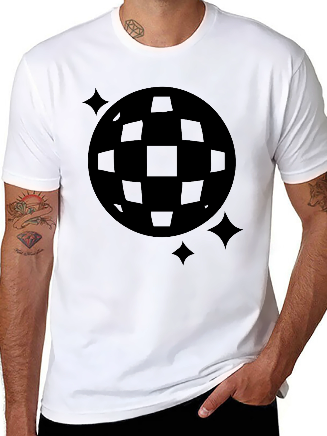 Retro Disco Ball Graphic Tee - Black