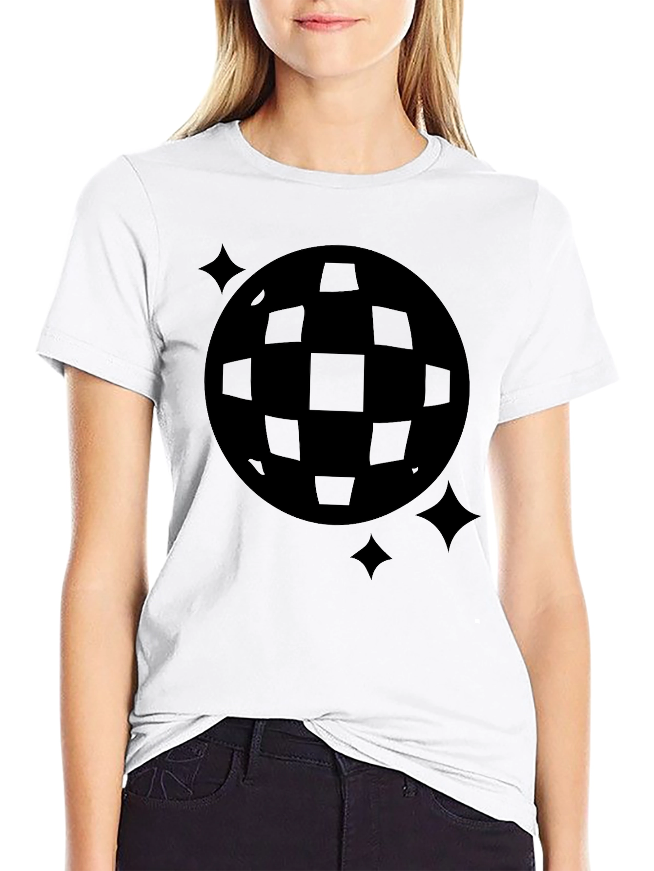 Retro Disco Ball Graphic Tee - Black