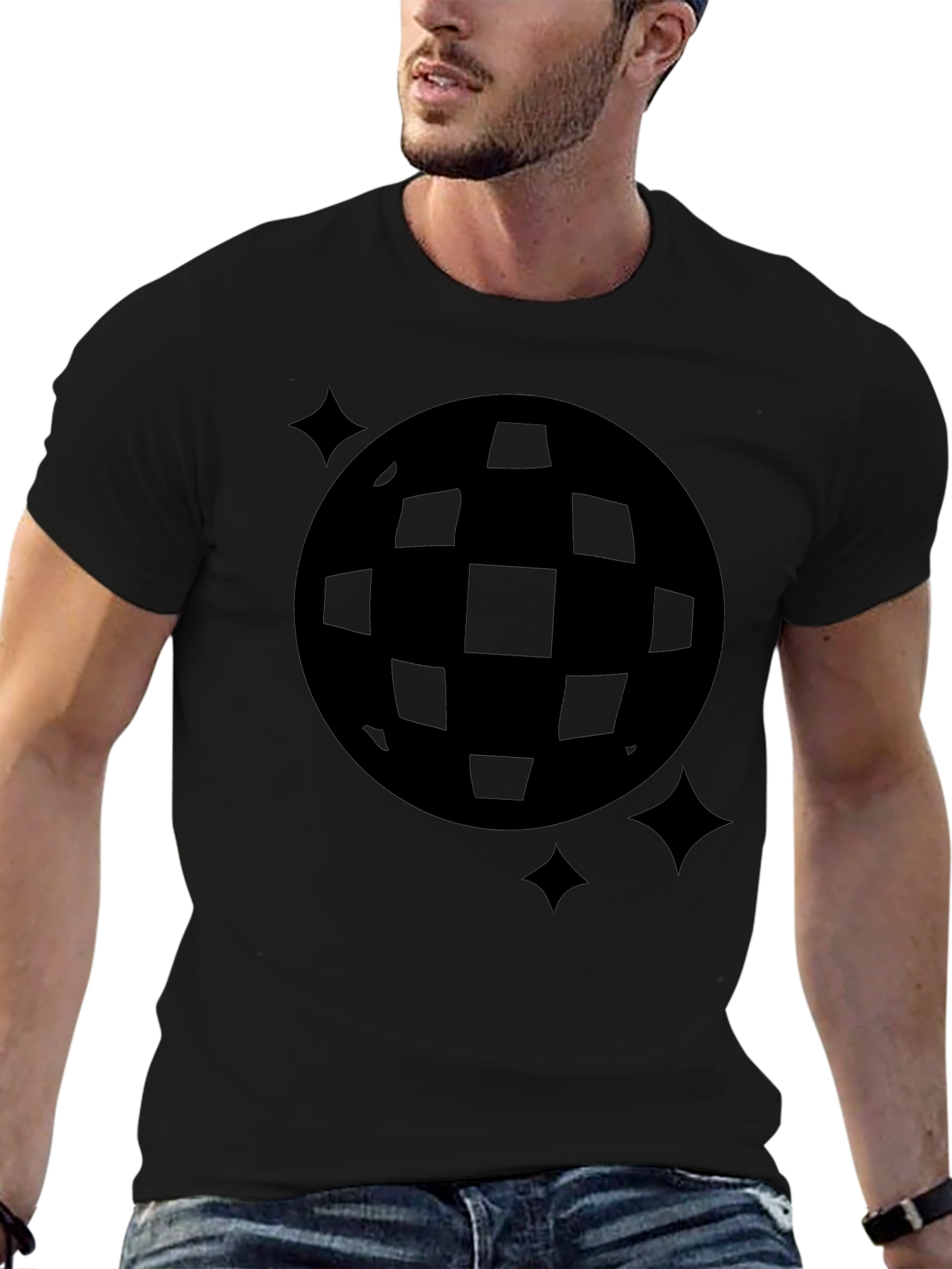 Retro Disco Ball Graphic Tee - Black