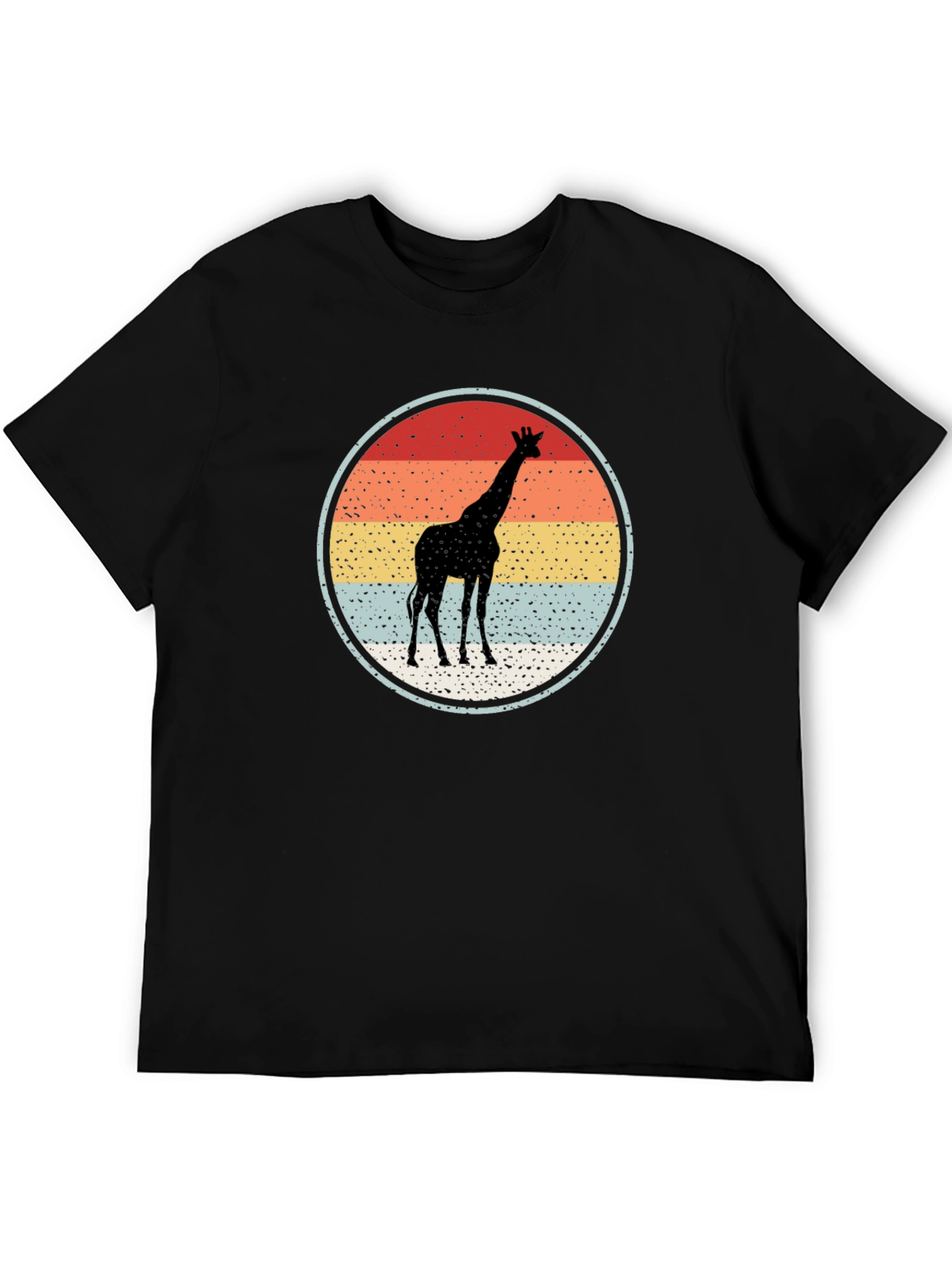 Giraffe Sunset Graphic Tee - Retro Style