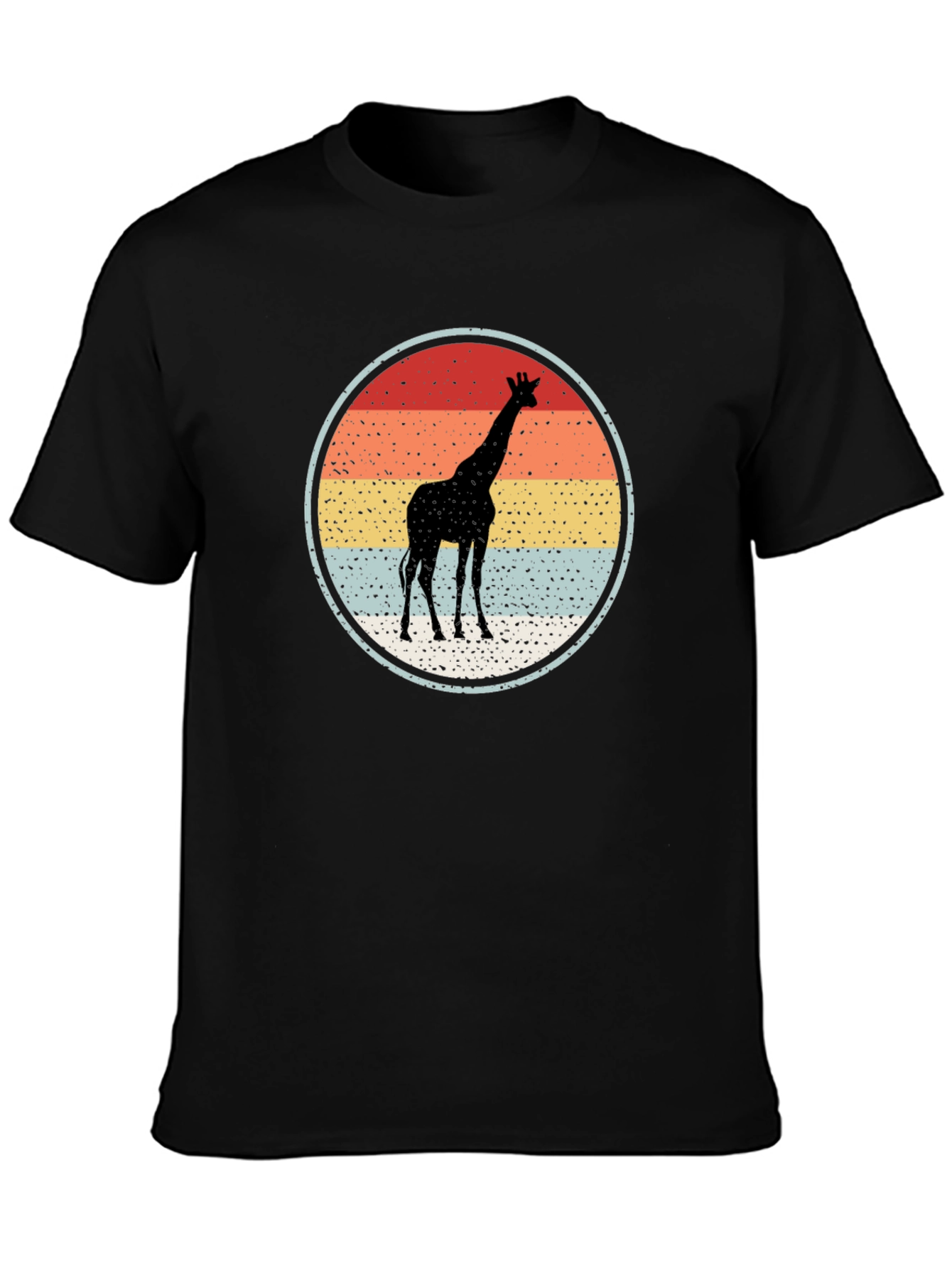 Giraffe Sunset Graphic Tee - Retro Style